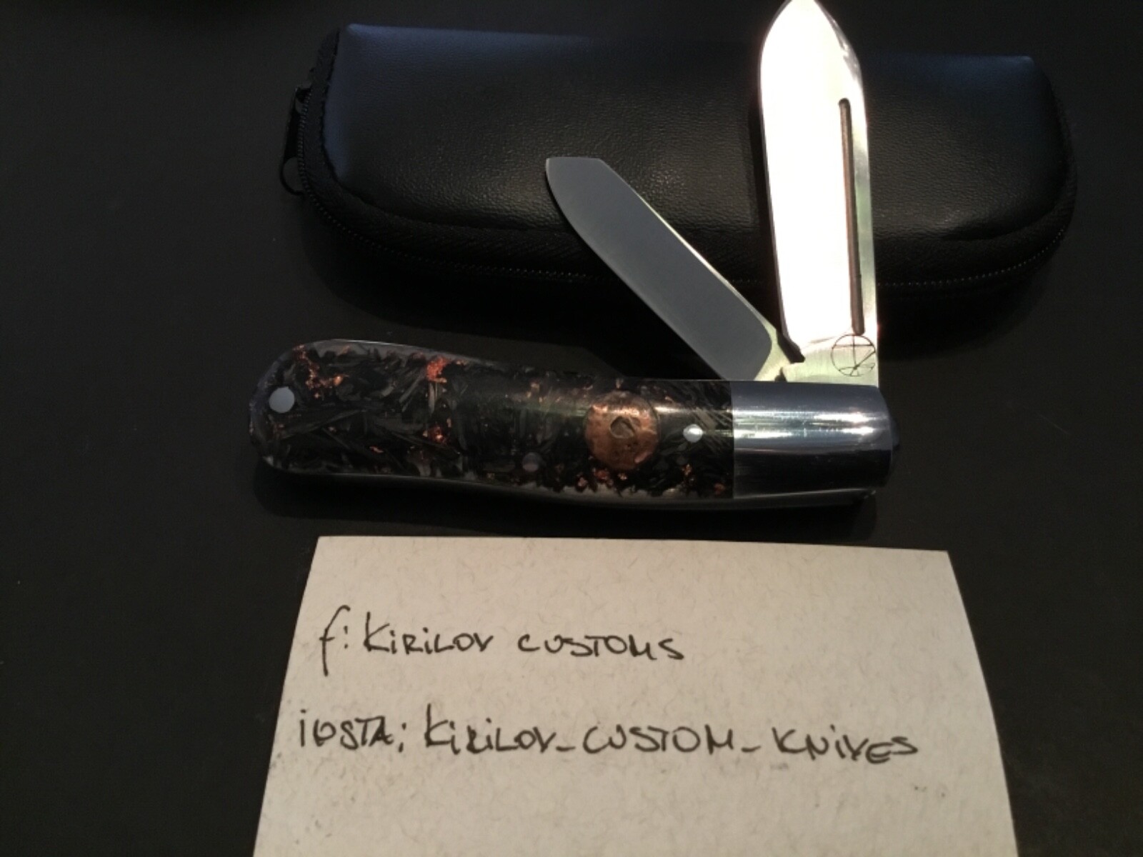 Custom Kirilov Custom Knives “Mars” 2 Blade Slipjoint Folder Folding Knife