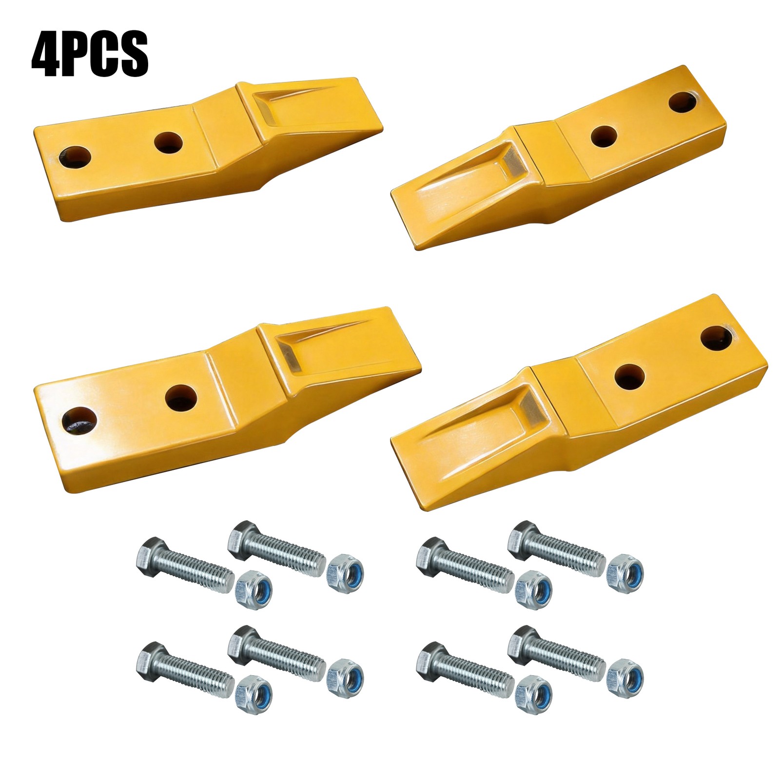 Duty Bolt-On Bucket Teeth for Mini Excavators, 4-Pack with Mounting Hardware
