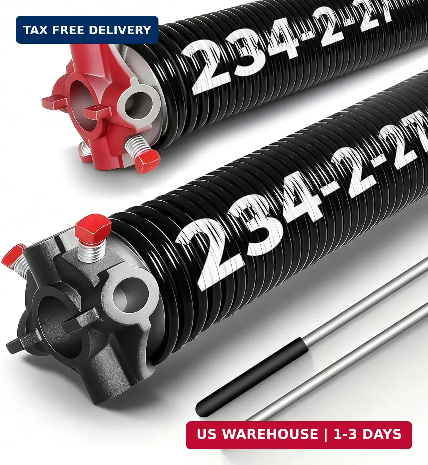 Pair of 2" Garage Door Torsion Springs 0.234X2"X27" | With Non-Slip Winding Bars