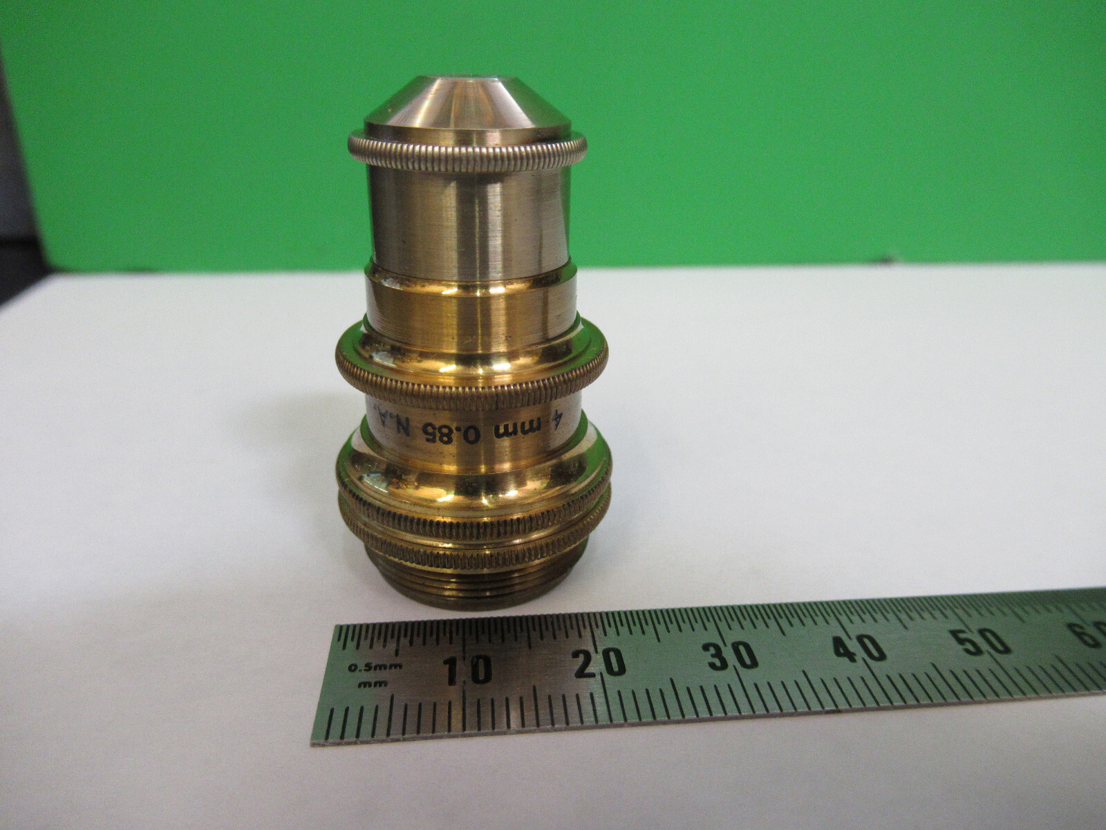 ANTIQUE BRASS 4mm OBJECTIVE BAUSCH LOMB MICROSCOPE PART AS PICTURED X6-A-50