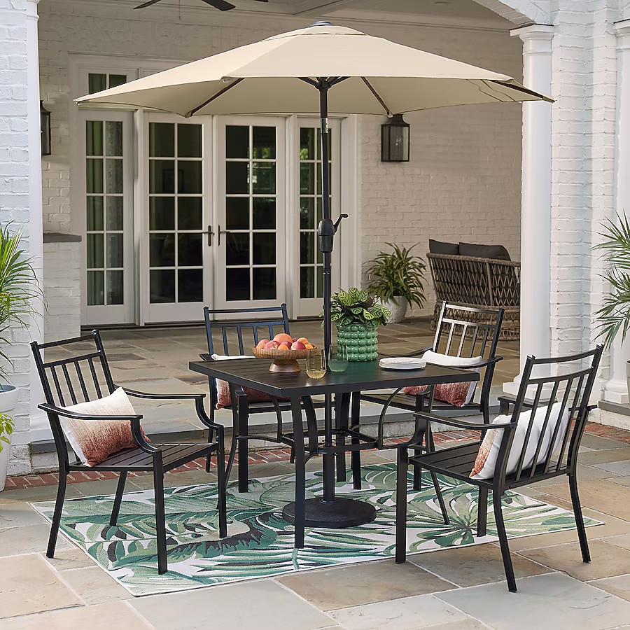 Style Selections Ashton 5 -Piece Black Patio Dining Set Steel Square Table