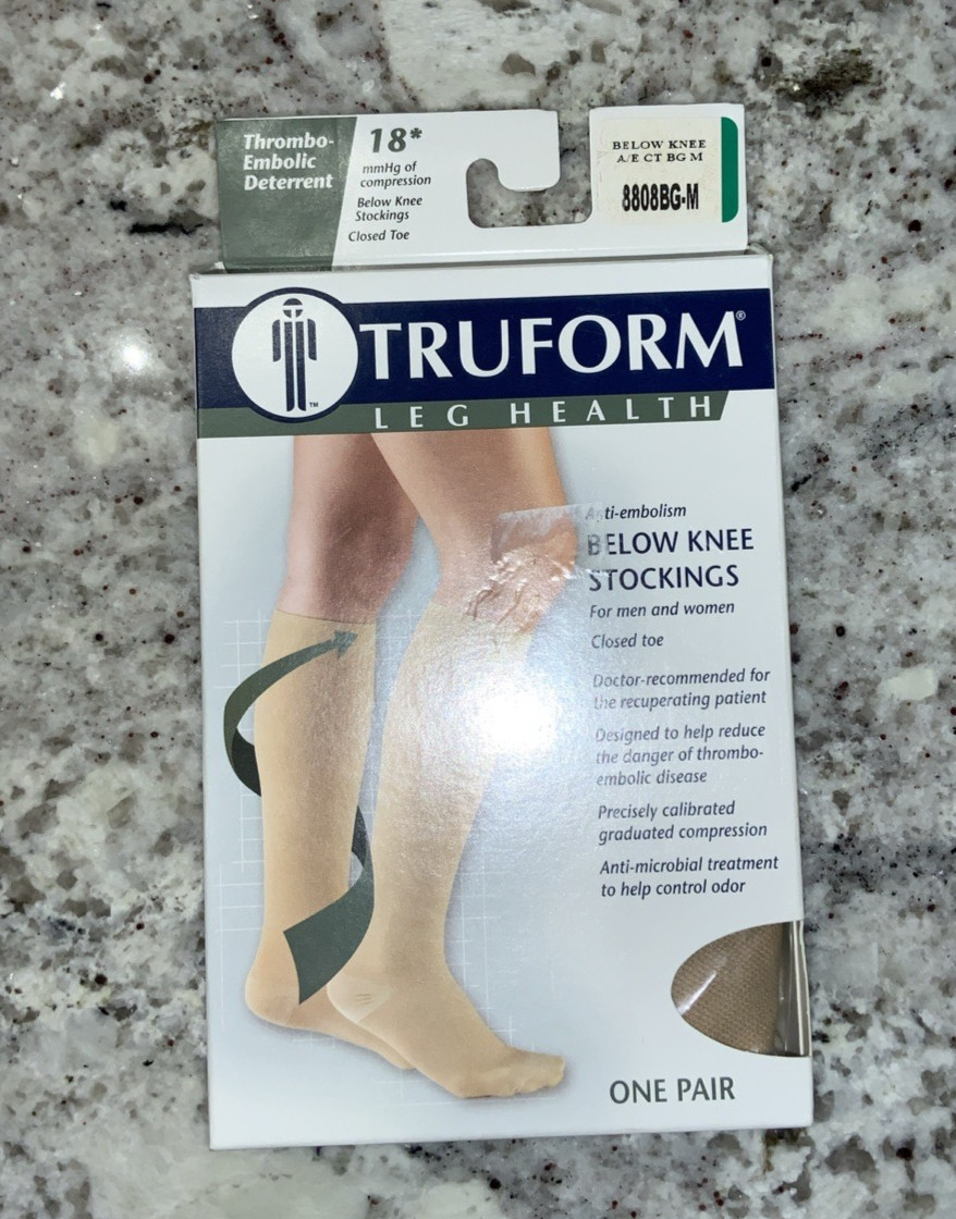 Truform Below Knee Thrombo Embolic Deterrent 18 mmHG Compression BEIGE Stocking