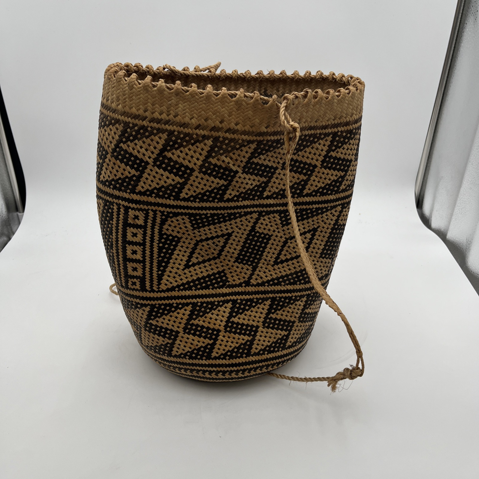 VTG Ajat Basket Penan People Borneo 20th Century Tribal Art Geometric Motif