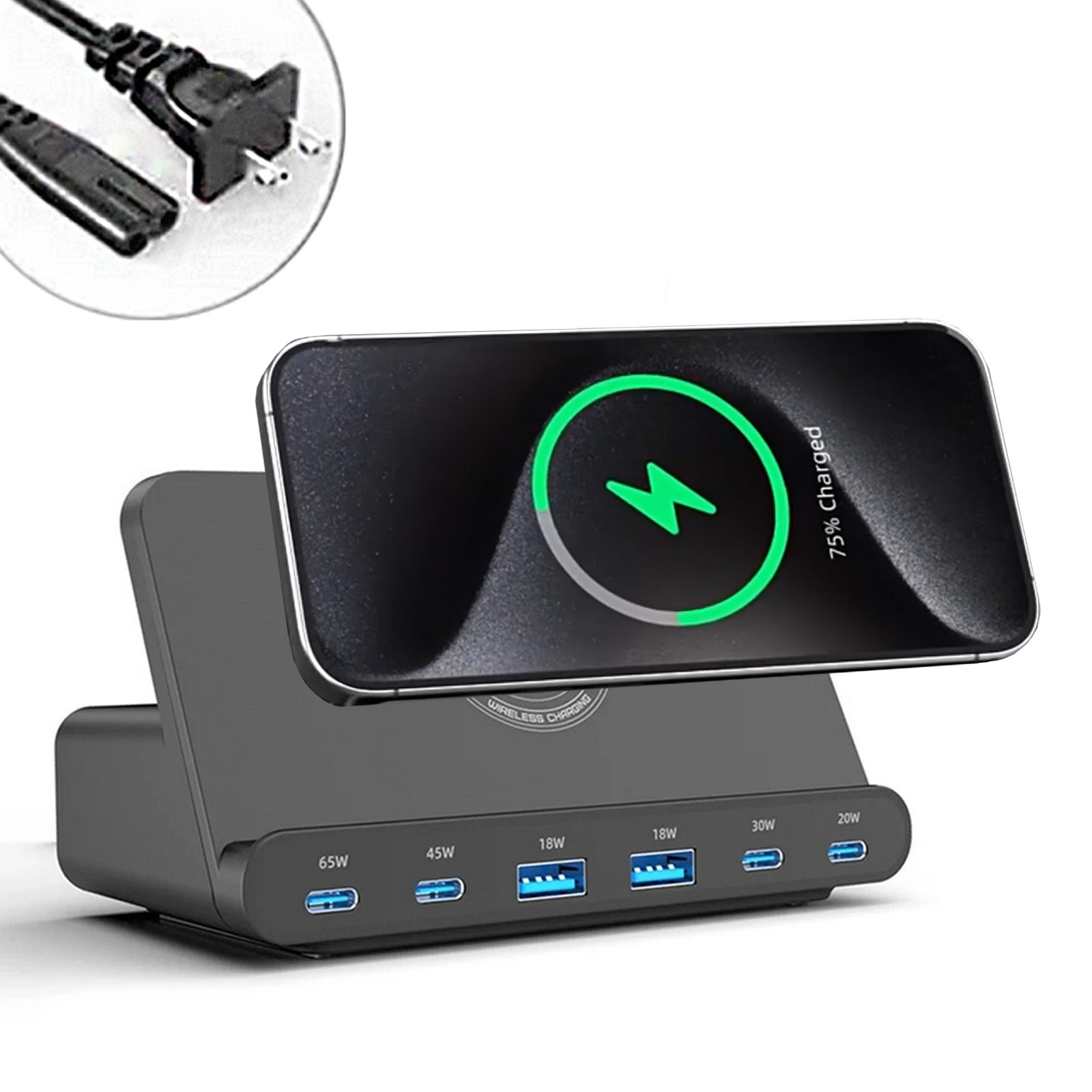 160W Multi USB Type-C 65W PD Fast Charger Wireless Charging Station US Plug NEW