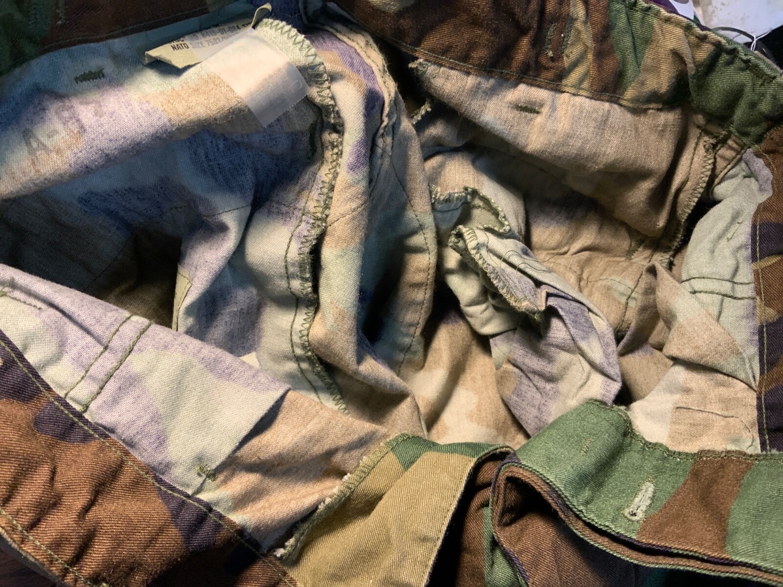 Army Camo Cargo Fatique Pants, Size Reg Small