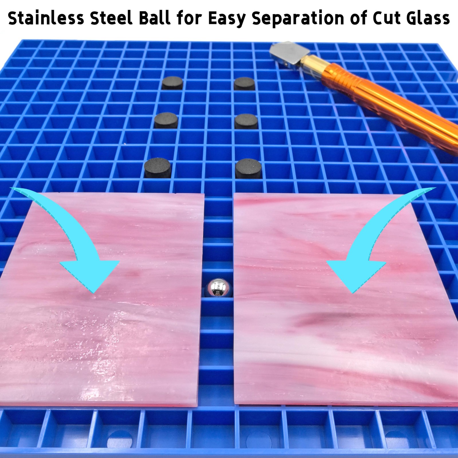 Stained Glass Cutting Mat，12" x 12" Solid Bottom Grid Mat Glass Cutting Tools...