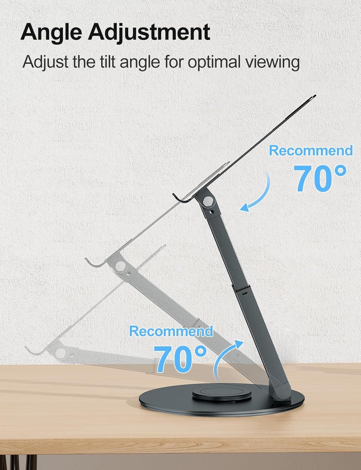 Desktop Retractable Laptop Stand with 360° Swivel Base - Gray