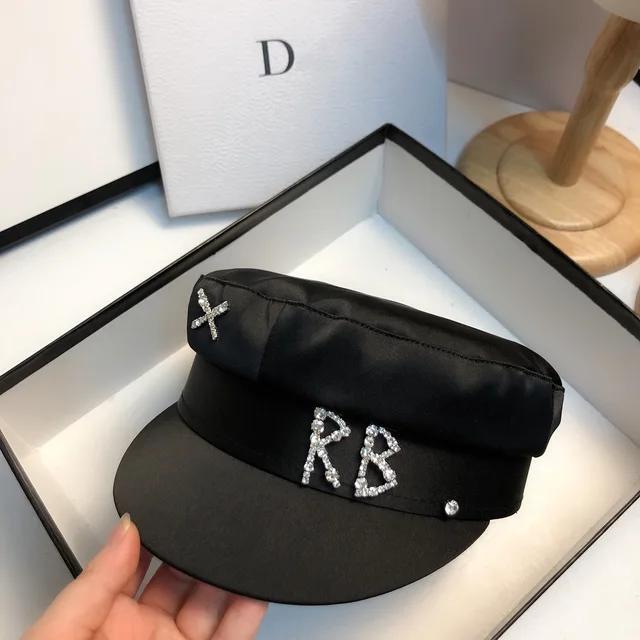 Designer Satin Diamond Letter Newsboy Caps Women Flat Militray Hat Women Hat
