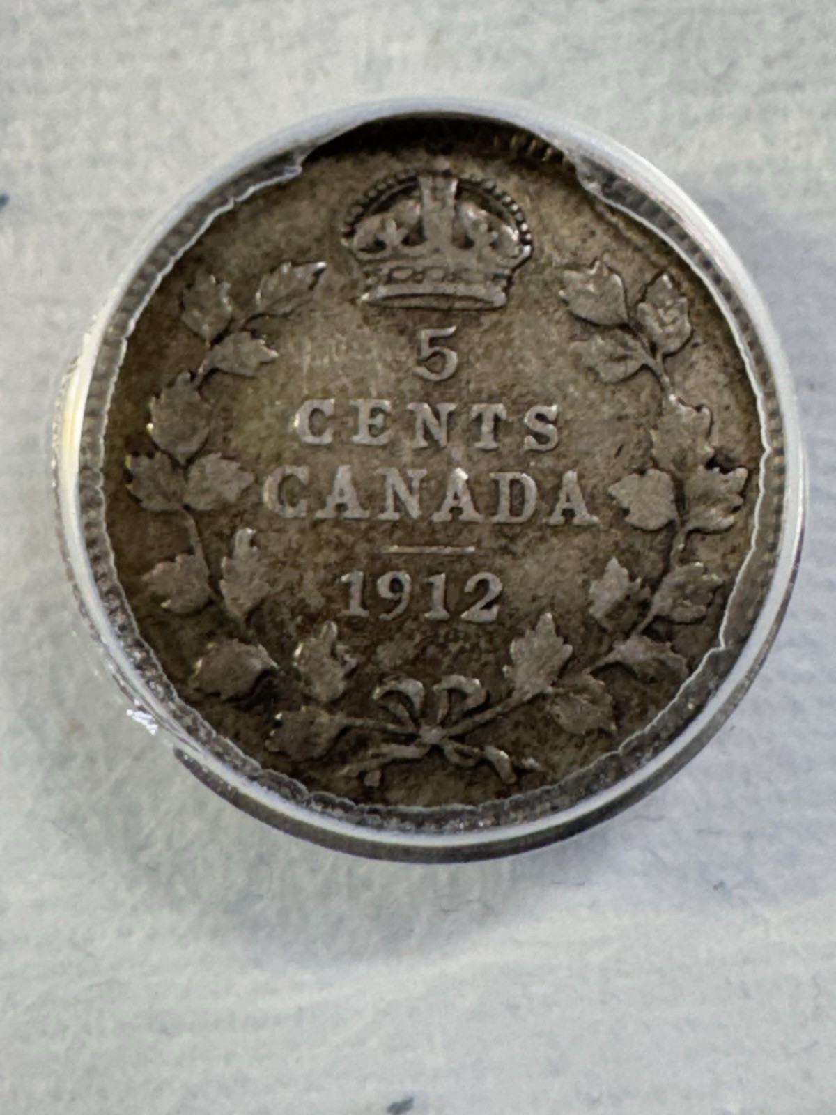 1912 Canada 5 Cents Small Silver Coin Graded F 12 by ANACS