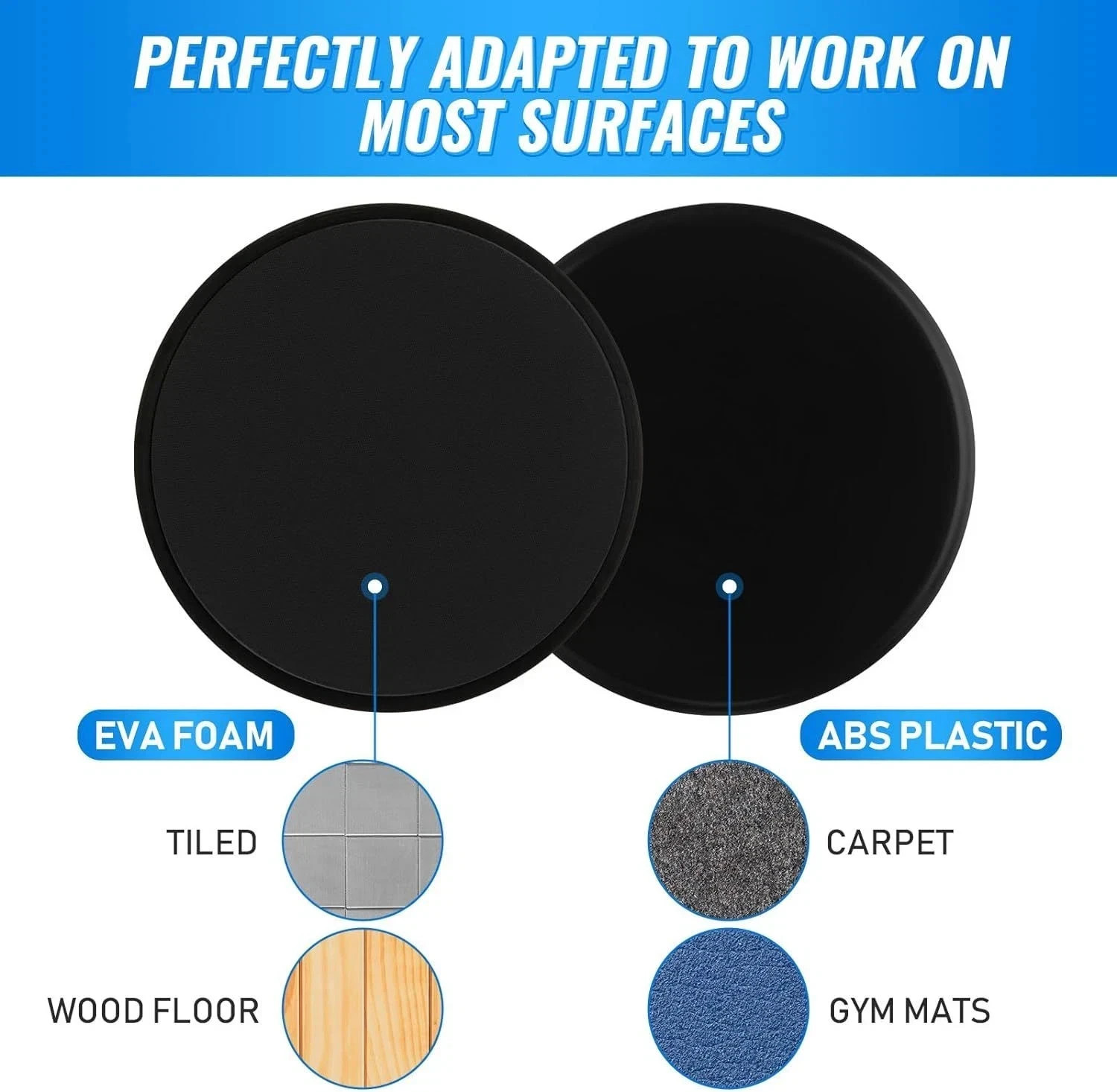 Set Of 2 Dual Sided Core Sliders Exercise Sliders for Working Out Blue Or Black