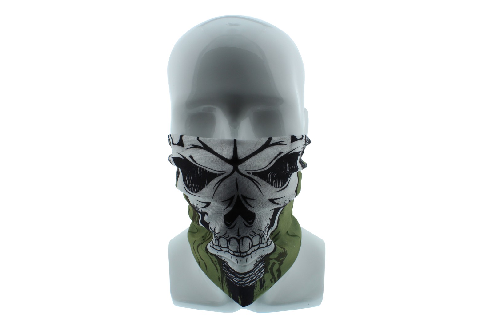 Green and Black Skull Seamless Wide Tube Bandana Balaclava Paintball Face Mask