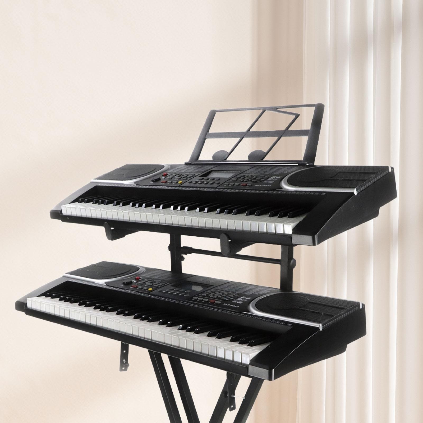 2 Tier Keyboard Stand Attachment Extension Stable Metal Double Braced Heavy Duty