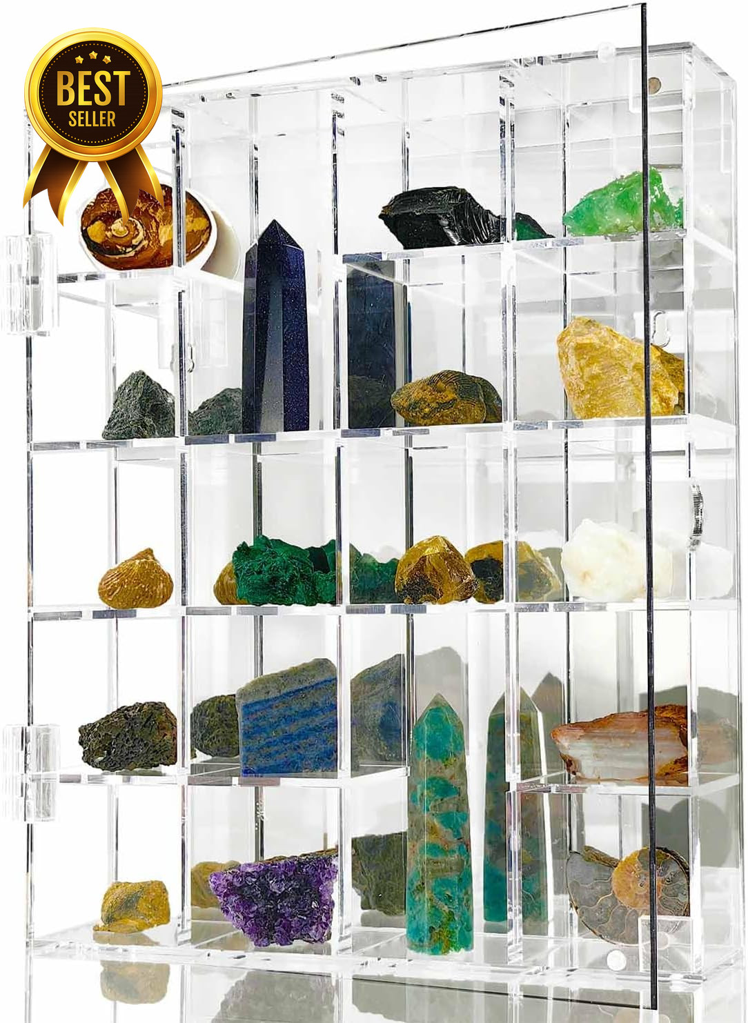 Acrylic Display Case Clear Shadow Box w Shelves Wall Mount Collectibles Organize