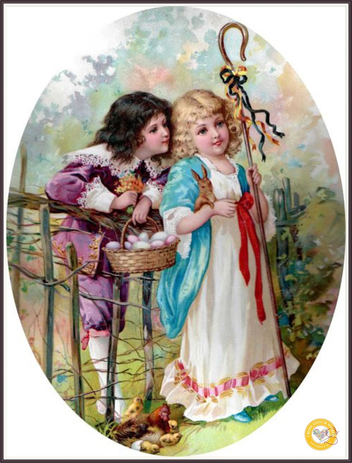 Happy Victorian Easter 637 Chart Counted Cross Stitch Pattern DMC