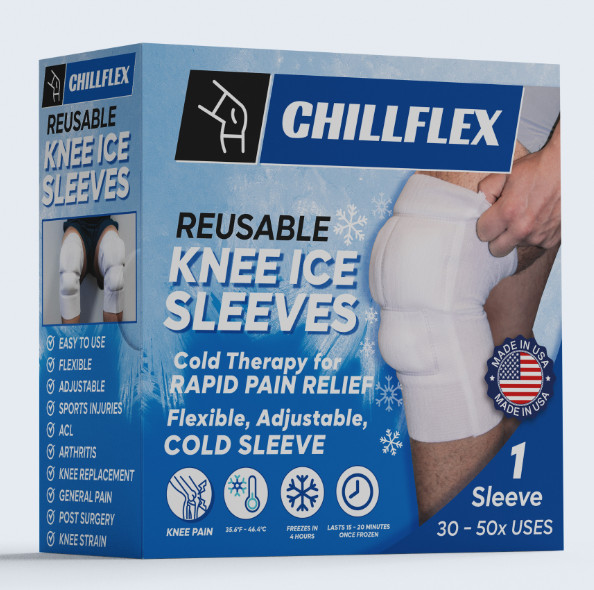 Chillflex Single Pack: Ice Sleeve for Knee Pain Relief, Recovery, & Mobility.