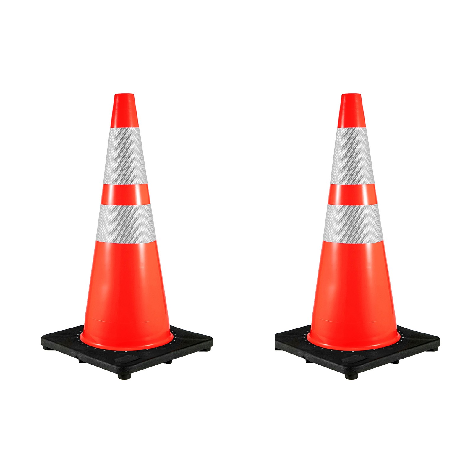 6PCS 36" Traffic Safety Cones Road Parking Cones Orange w/ 2 Reflective Collars