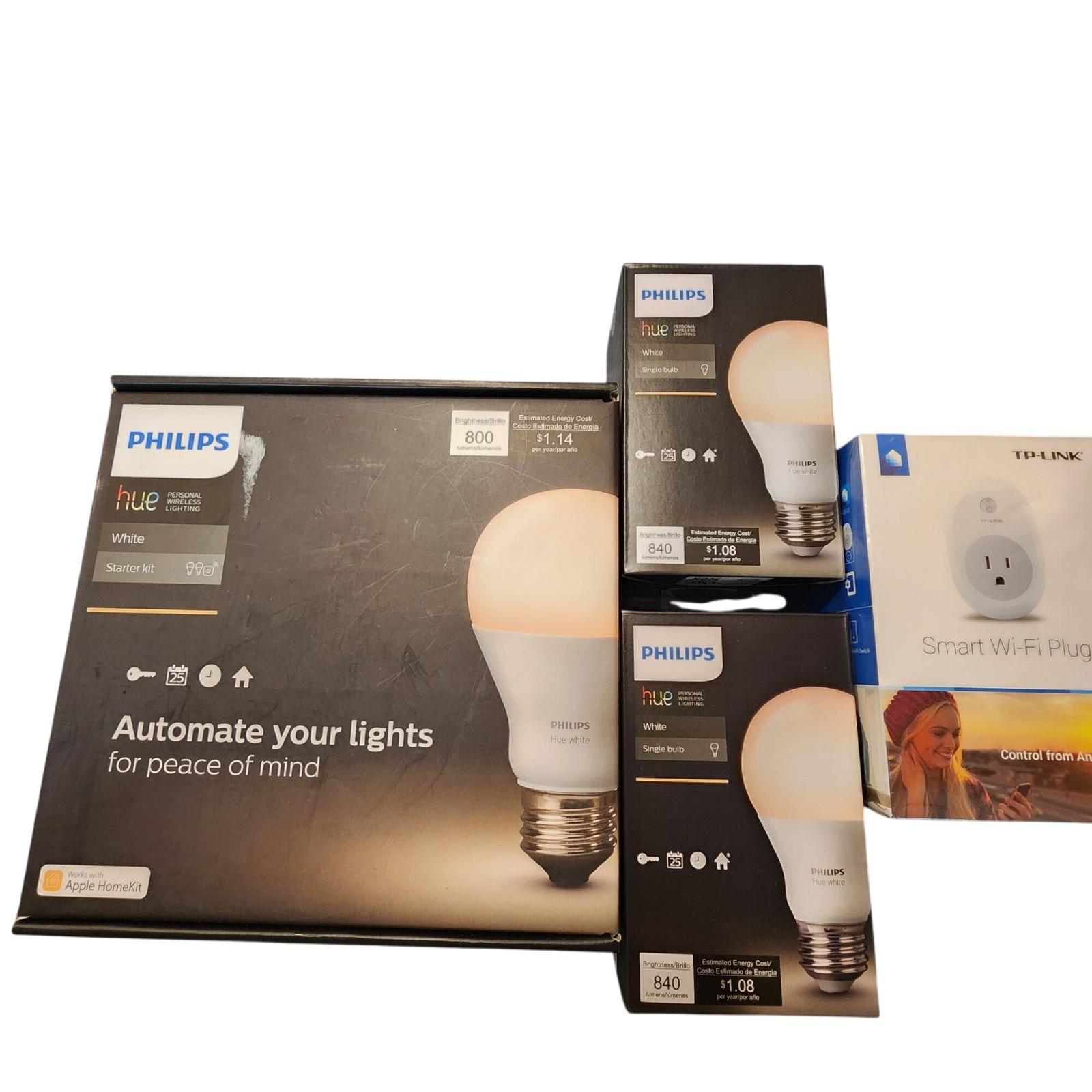 Philips Hue White Starter Kit With TP-Link Smart Wi-Fi Plug / +2 extra lights
