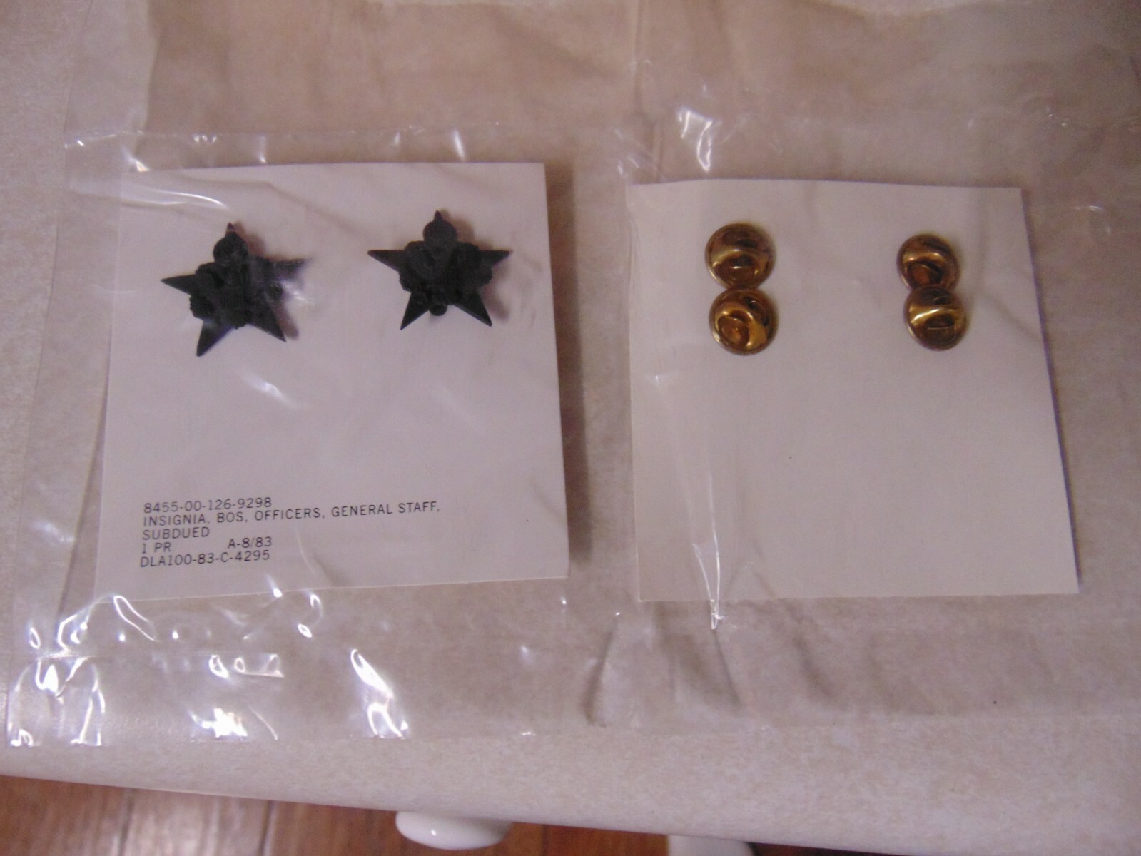 MILITARY INSIGNIA BRAND NEW METAL SUBDUED SET OF 2 GENERAL OFFICERS STAFF BLACK