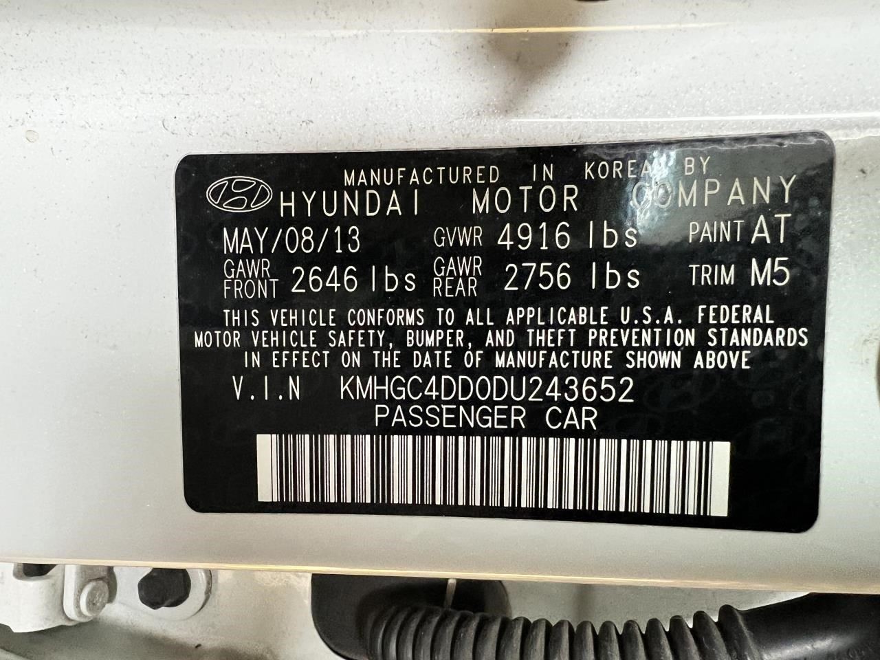 Driver Left Quarter Panel Sedan Fits 09-14 GENESIS 104805815