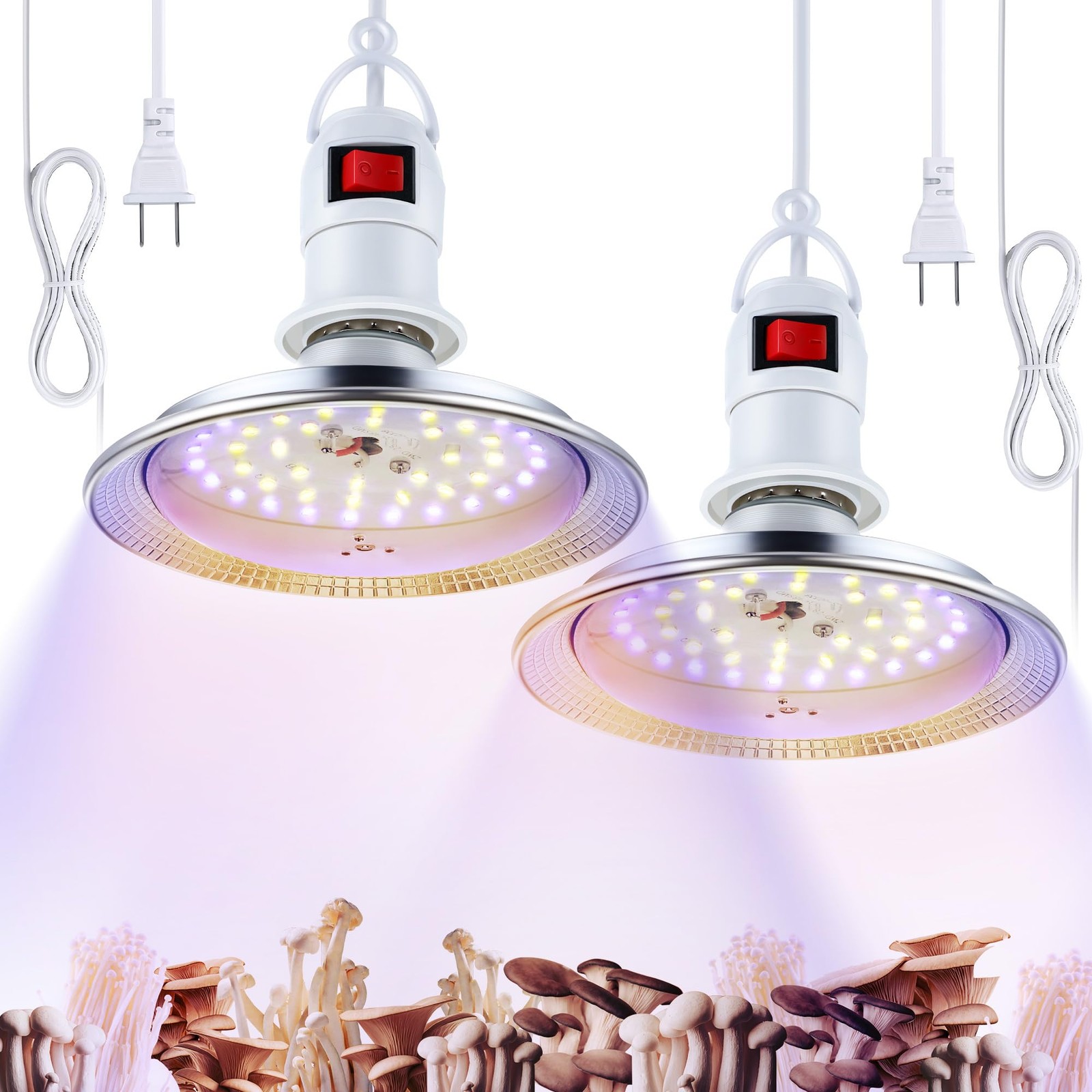 Meonum 2 Pack LED Growing Lights for Mushroom Unique Spectrum White and Blue