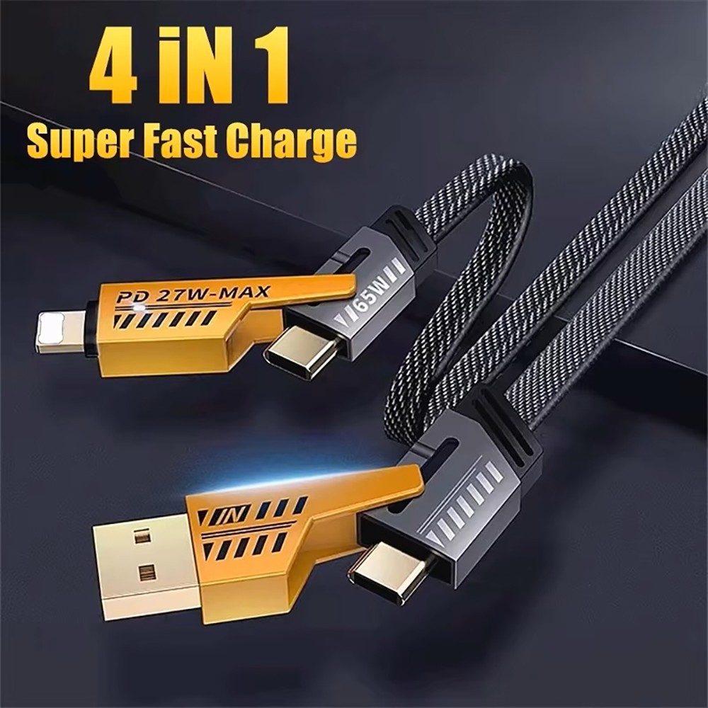 4-in-1 USB C Cable PD65W Fast Charging Data Sync Multi-Function for iPhone