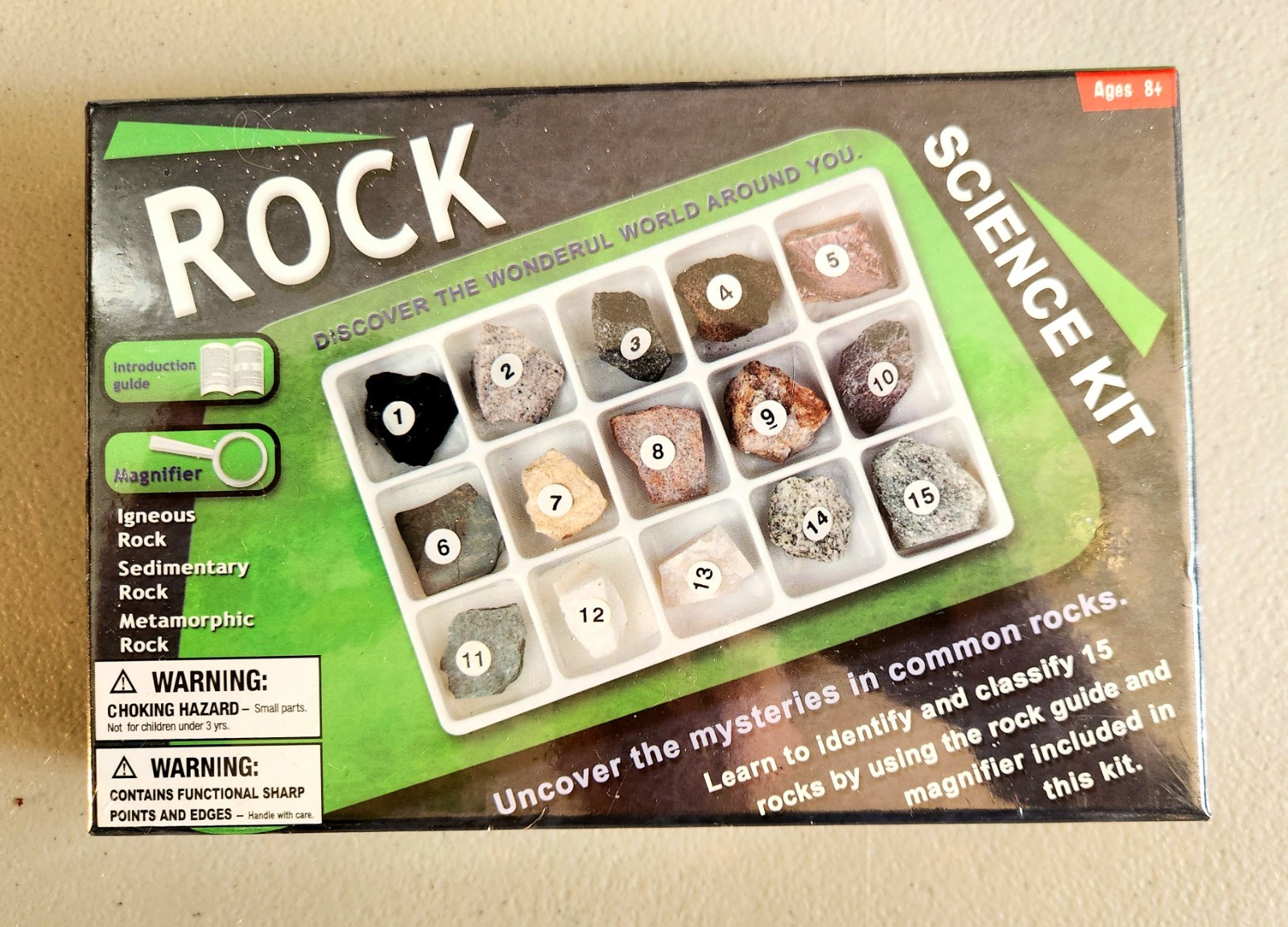 New Rock Science Kit GeoCentral 15 Igneous Sedimentary Metamorphic Rocks #04