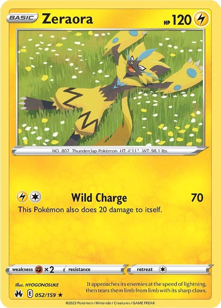 Zeraora (052/159) Reverse Holofoil Rare NM CRZ Crown Zenith Pokemon TCG