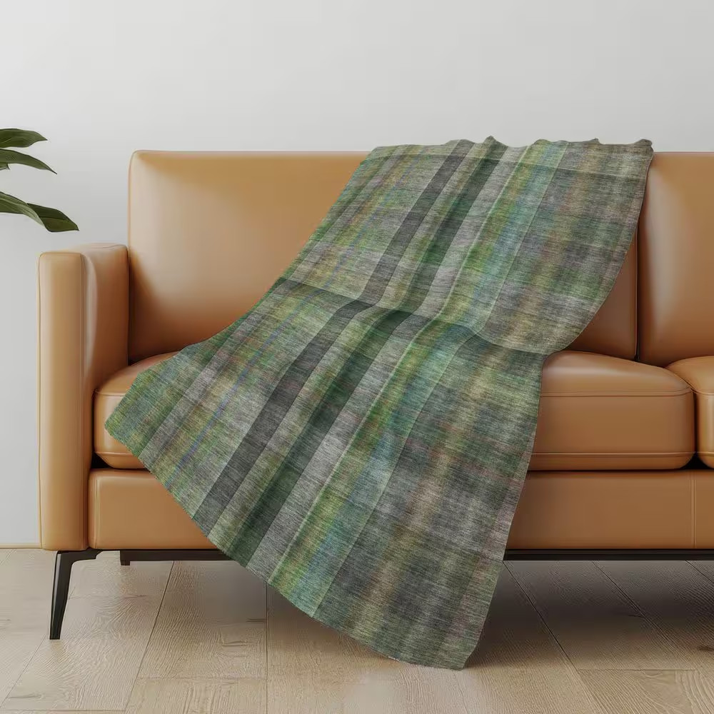 Premium Machine Washable ASB548 Green 50 In. X 70 In. Sherpa Throw Blanket