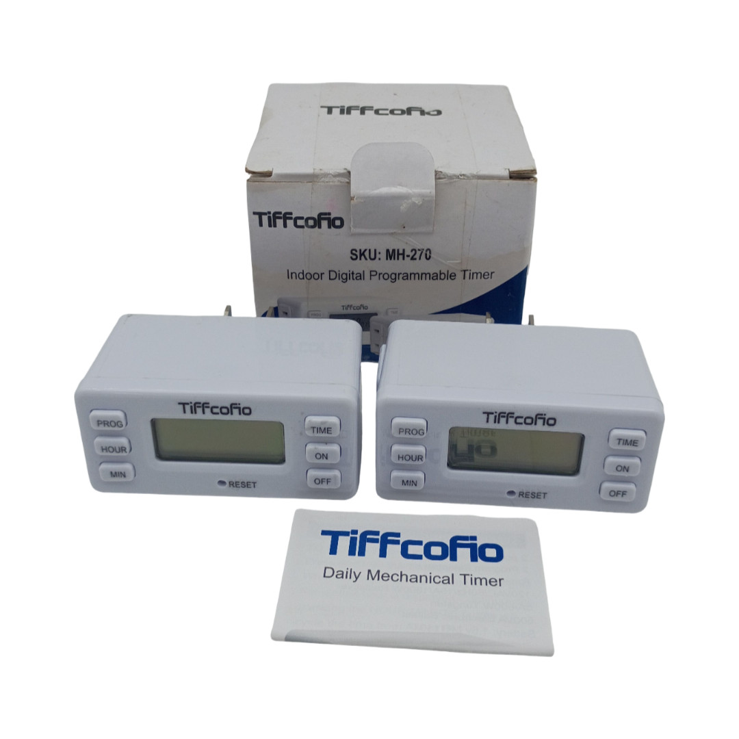 TiFFCOFiO Indoor 15A/1875W Digital Light Programmable Outlet Timer 2 Prong Plug