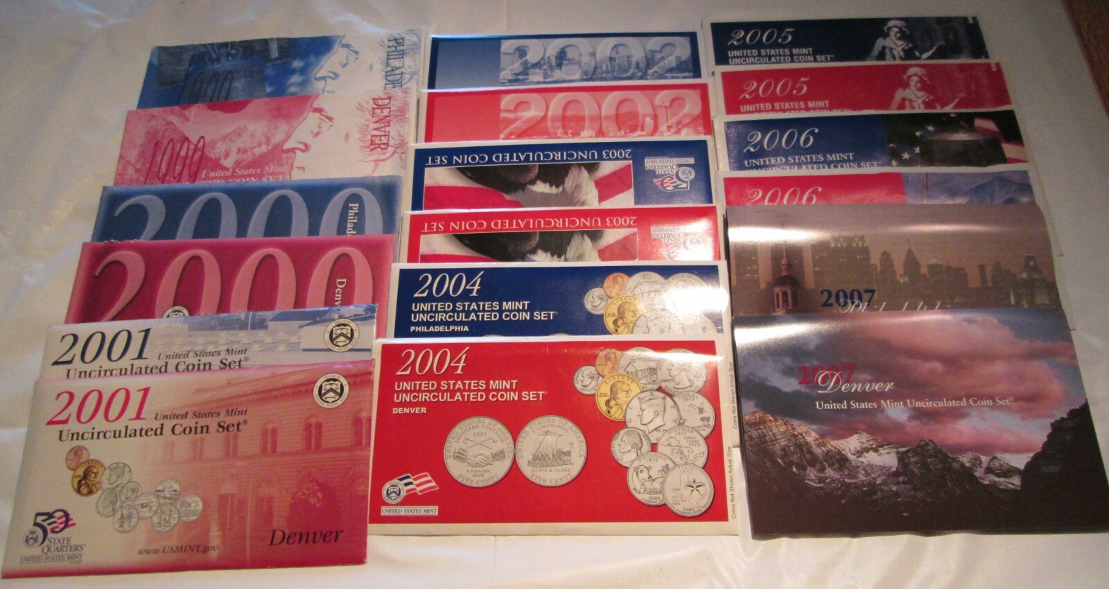 1968 - 2007 Mint Sets U.S. Mint 38 Sets P & D Uncirculated Mint Set Box and COA
