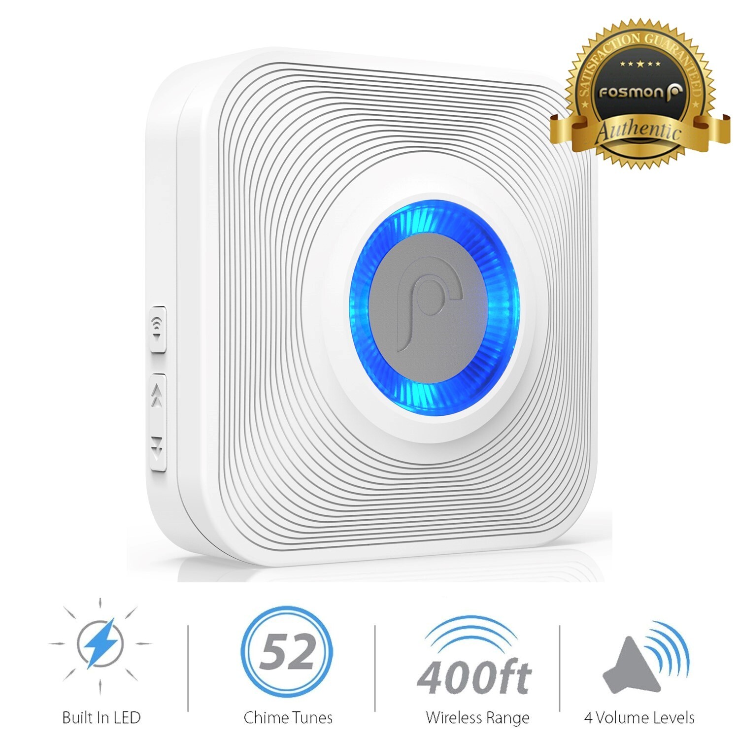 Fosmon 1x Receiver Add-On Wireless LED Door Chime for WaveLink Doorbell System
