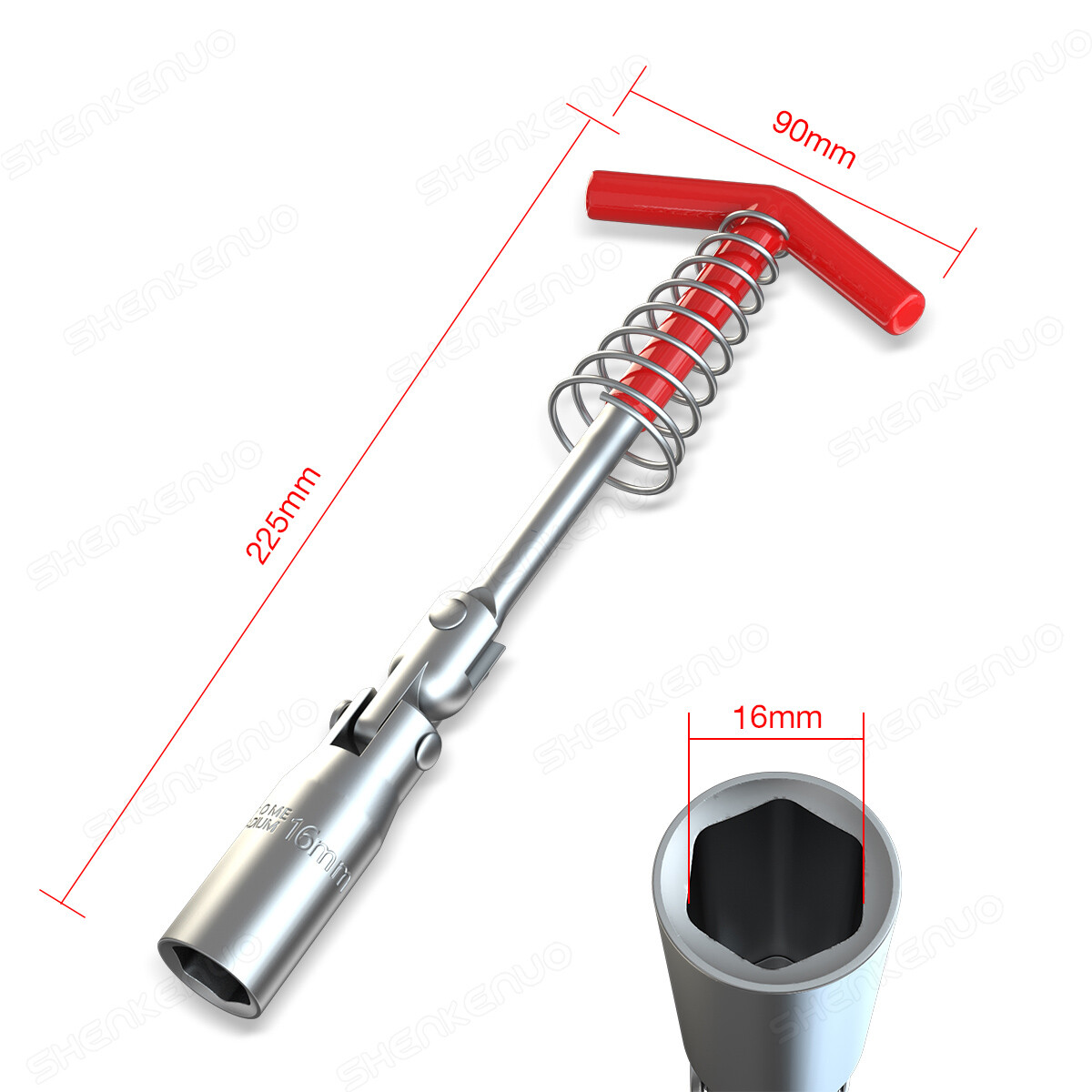 Spark Plug Removal Tool 16mm 5/8" T-Handle Flexible Spanner Socket