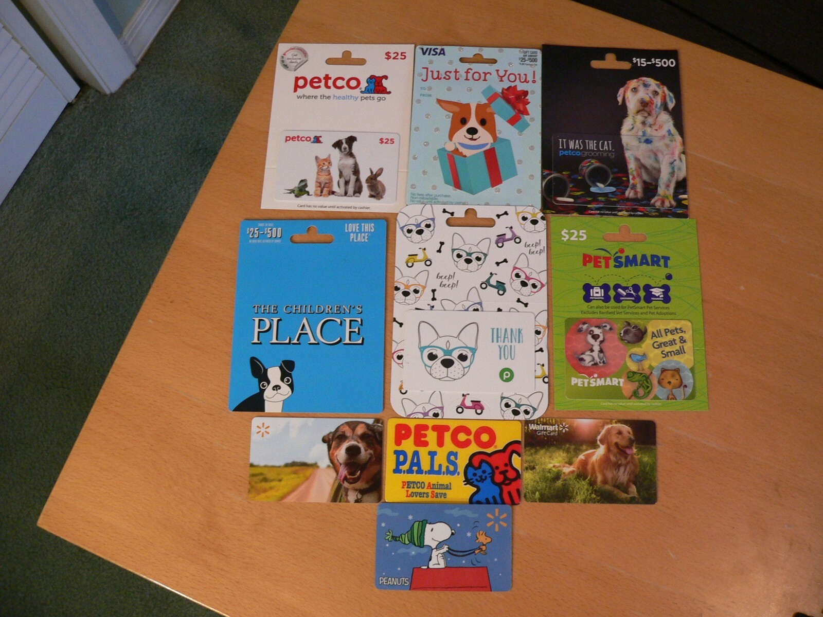 10 DOG Gift Cards NO $ Value Collectible Petco Petsmart Walmart Children's Place