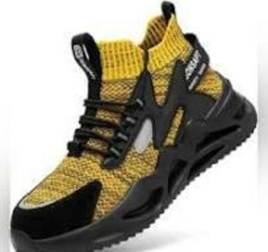 DEBONSAPT Steel Toe Shoes for Men Lightweight Safety Breathable  Yellow SIZE 8