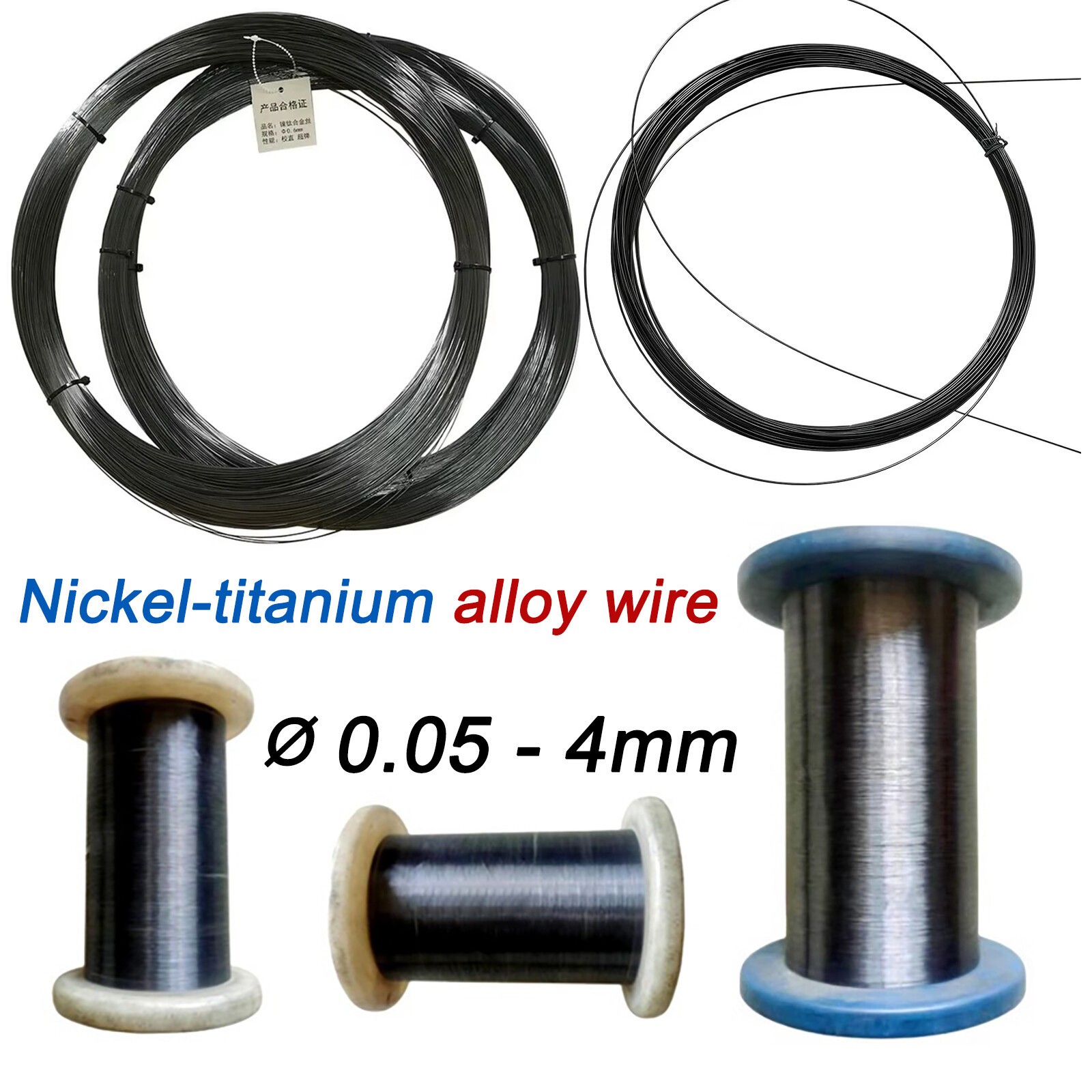 NiTi Nitinol Flexibility wire SMA shape memory alloy 0.05-4mm; 1-39ºC high elast