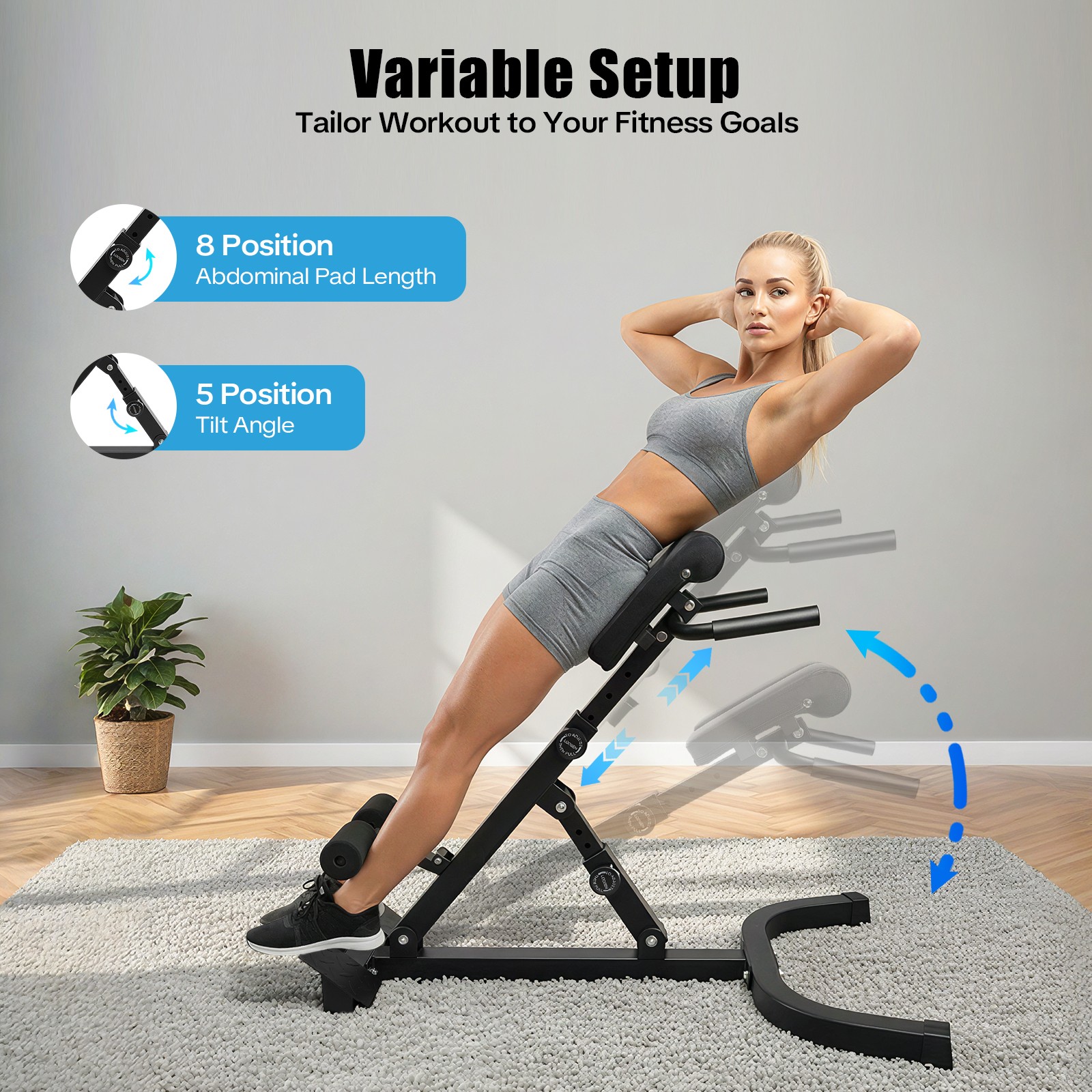 Back Extension Bench Roman Chair Ab Sit up Bench For Glute Hamstring and Lower