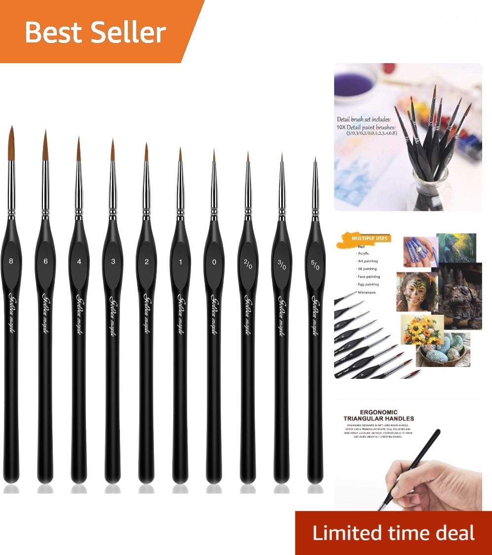 Miniature Brushes Set: 10 Fine Detail Paint Brushes with Triangular Grip Handles