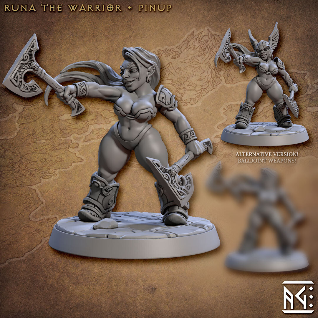 Dwarf - PinUp - Fighter / Barbarian - Artisan Guild Fantasy D&D Miniature
