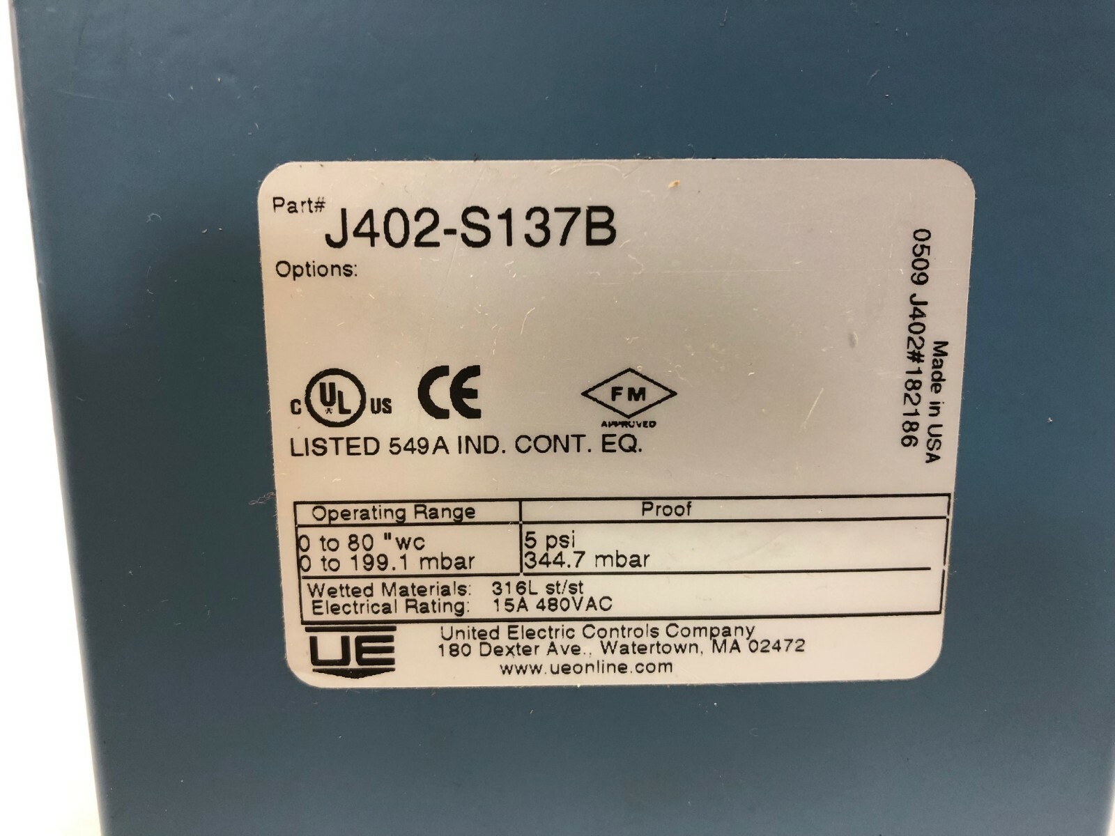 UE Pressure Switch J402-S137B