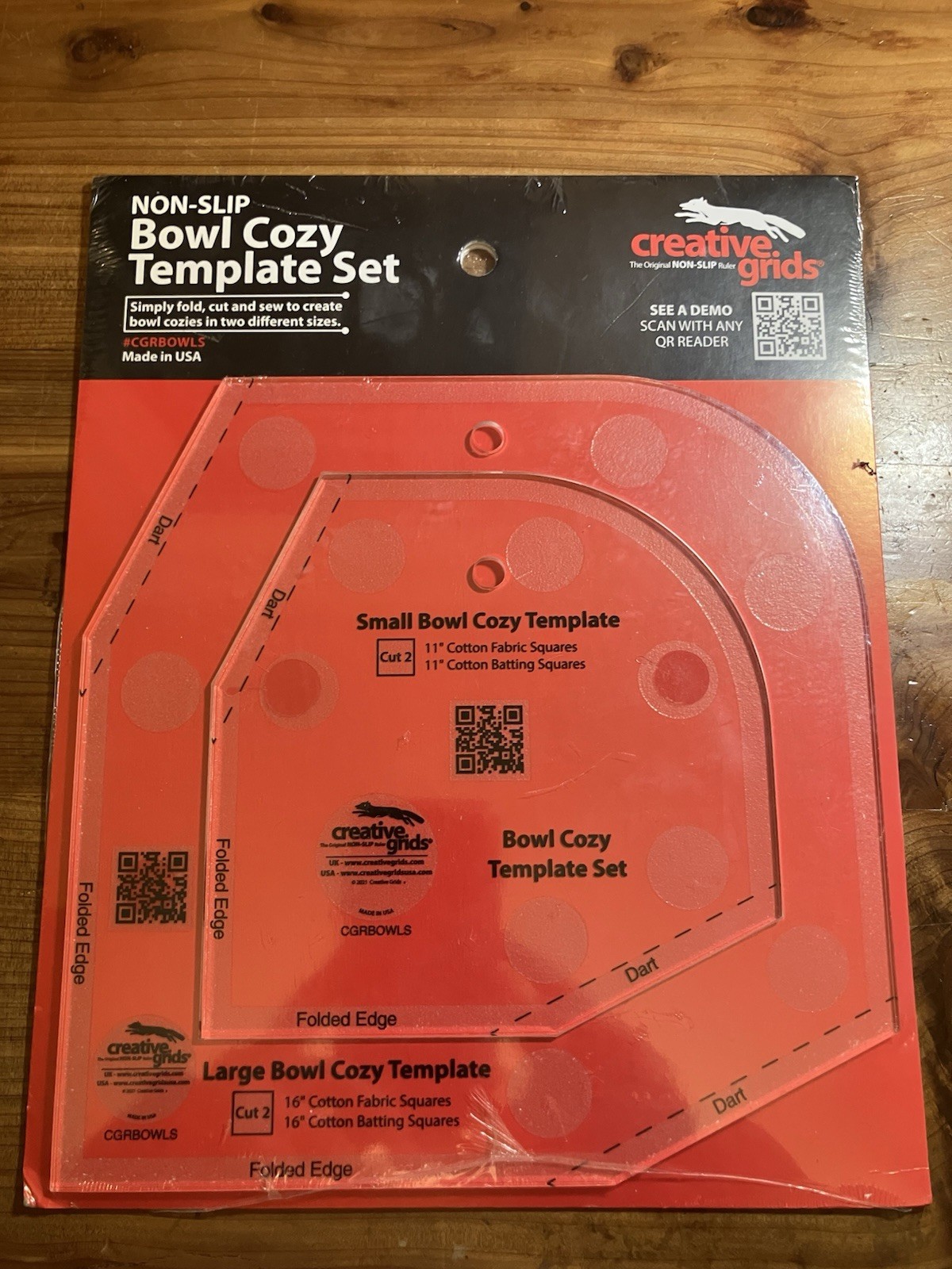 Creative Grids Non-slip Bowl Cozy Template Set 11” and 16” NIP