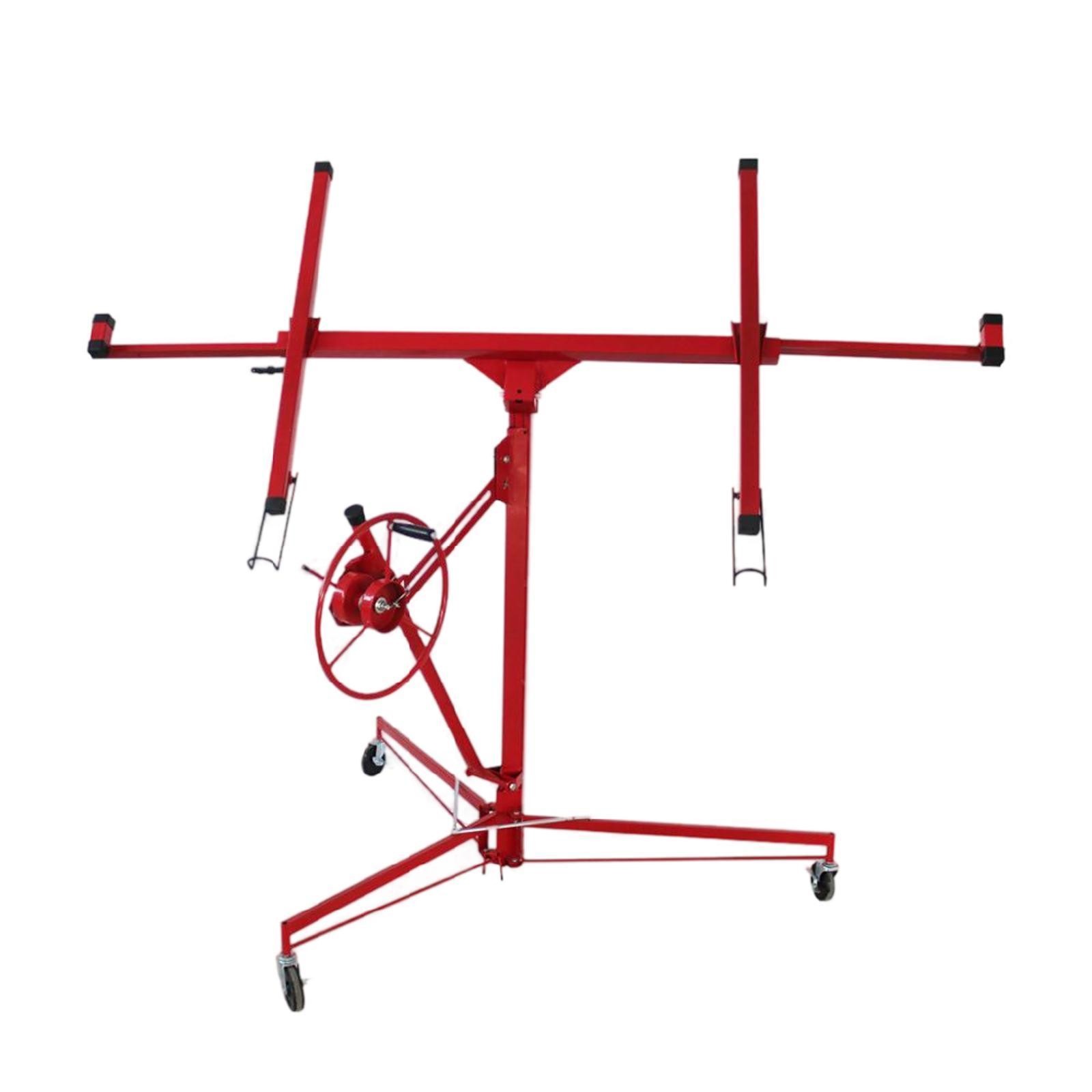 11' Drywall Panel Hoist with Rolling Casters - Lockable Construction Lift