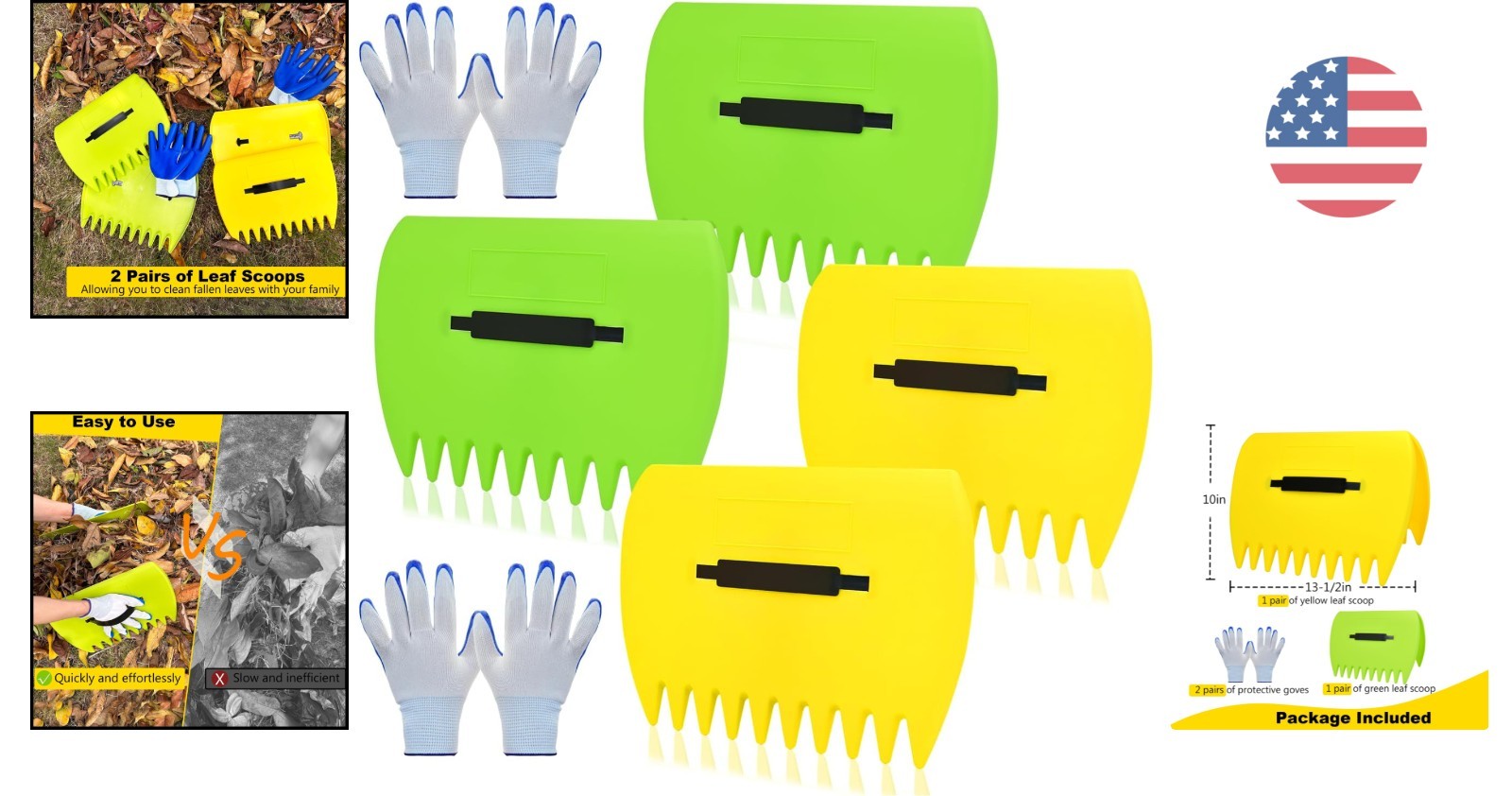Large Plastic Leaf Scoops with Adjustable Handles - Family-Friendly Design