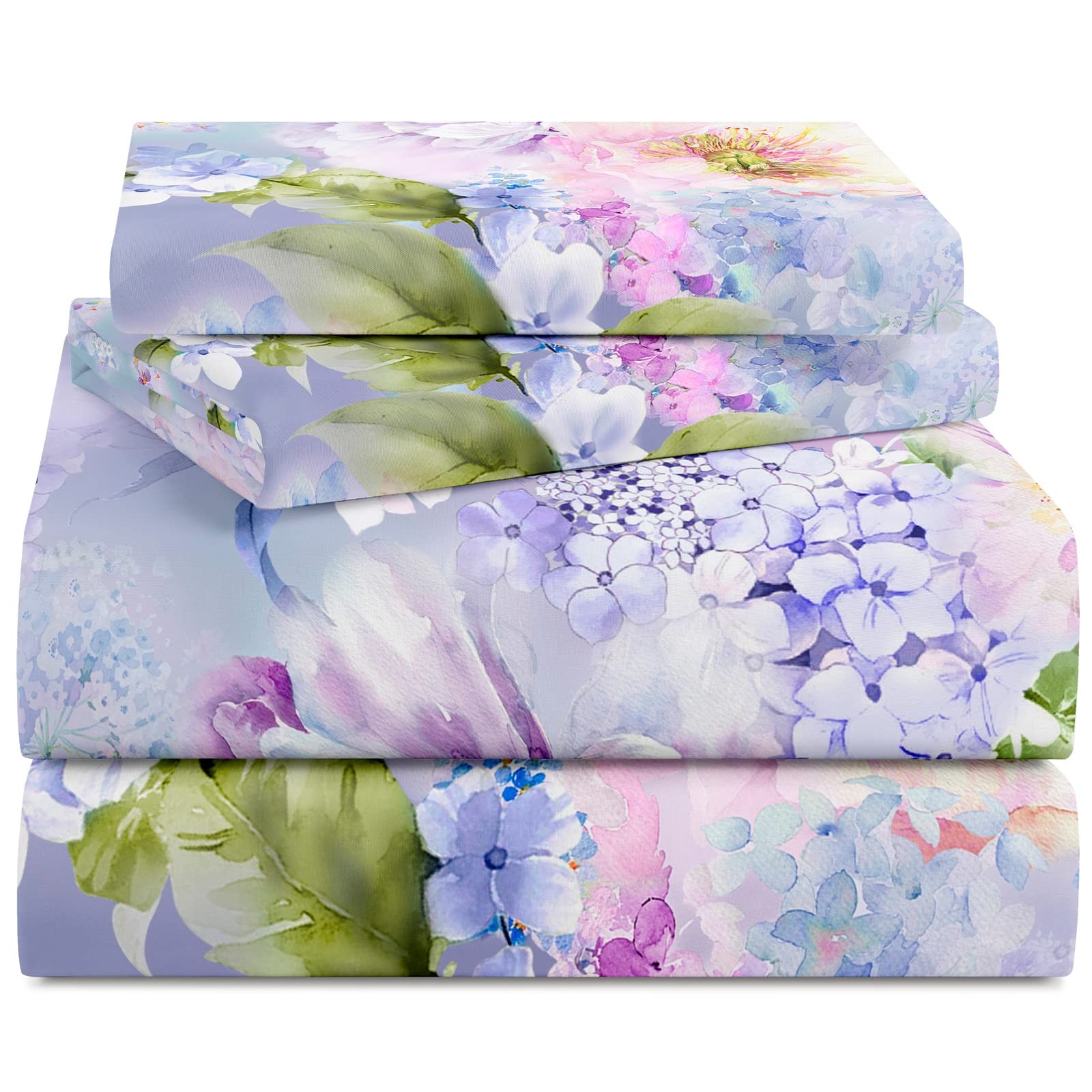 YIYEA Queen Sheet Set, Luxury 1800TC Hotel Double Brushed Microfiber Floral Bed