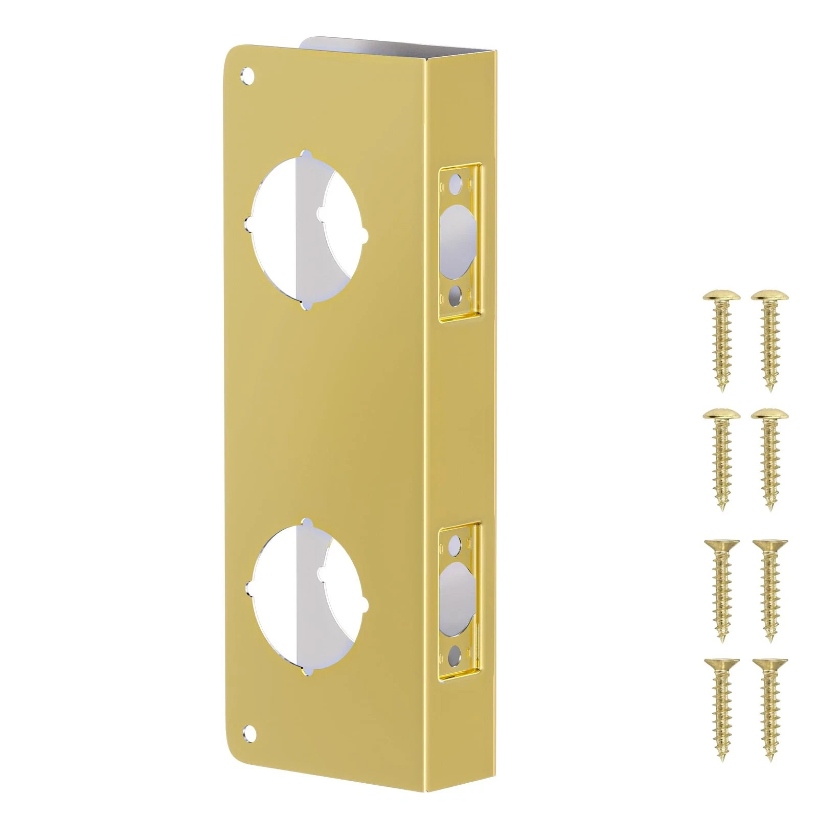 Double Hole Door Knob Reinforcement Plate, Polished Gold, Fits 1-3/4" Doors, ...