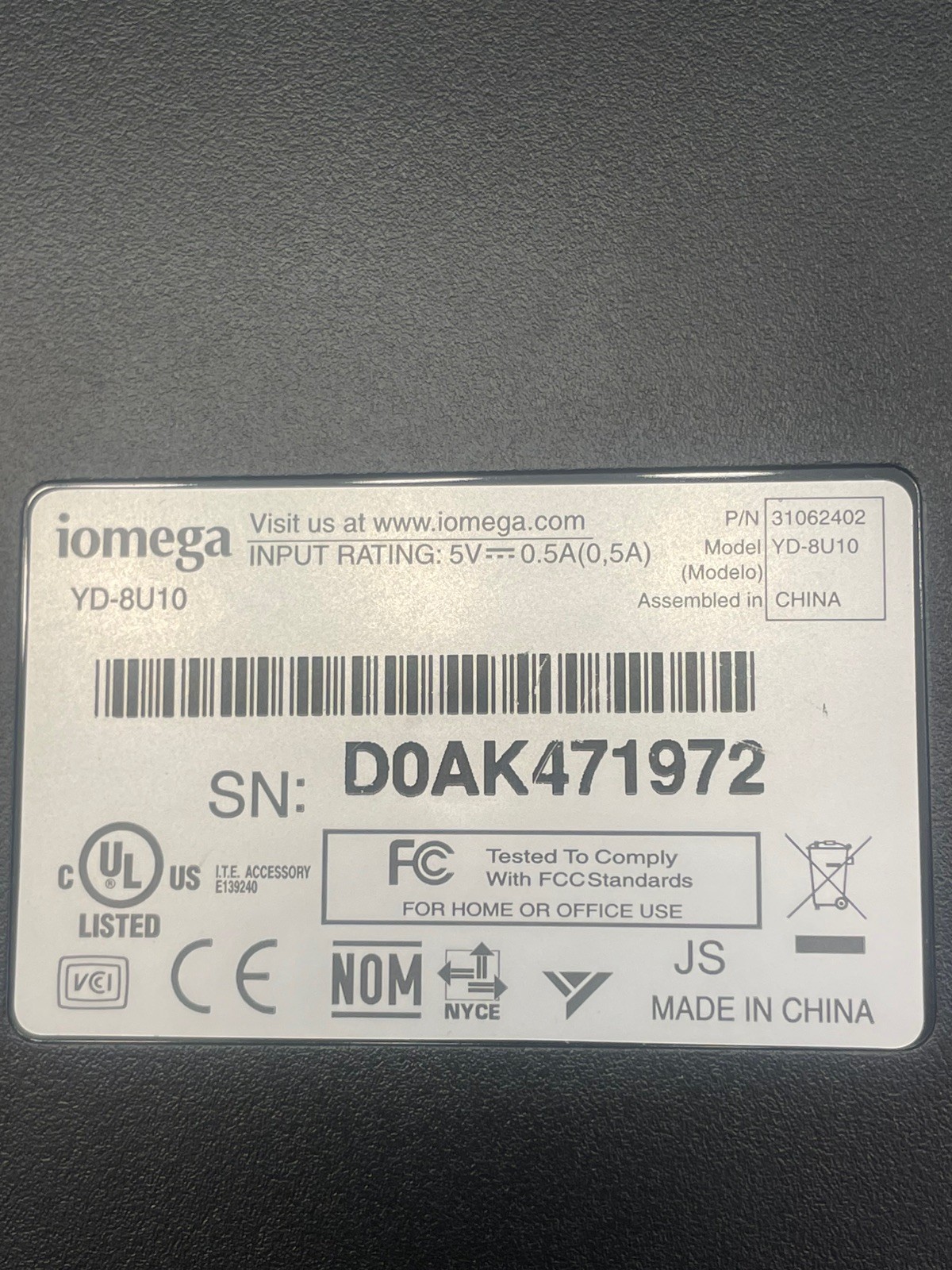 Iomega YD-8U10 External USB Floppy Disk Drive