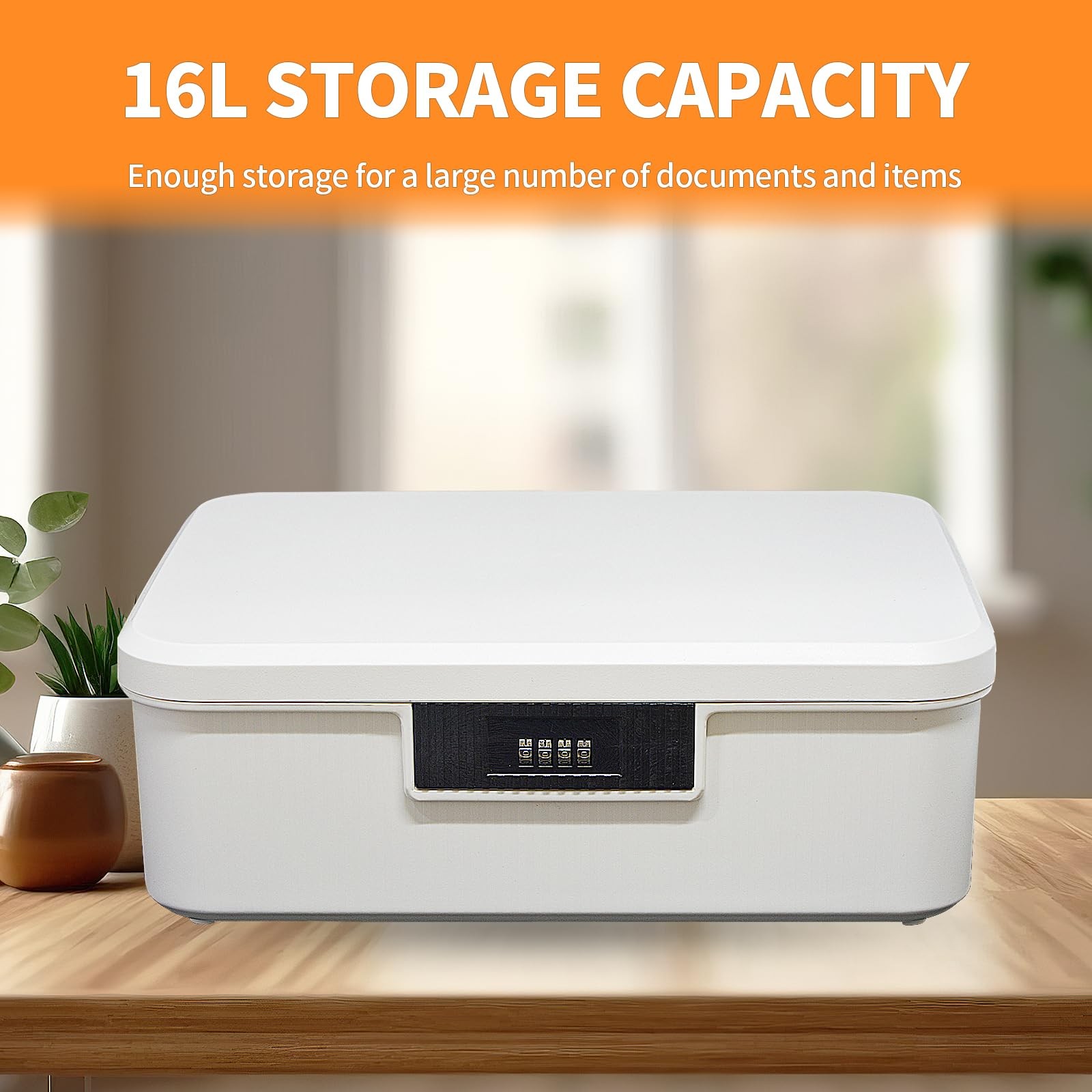 Begino Lockable Storage Container Bin 4.2 Gallon White with Combination Lock