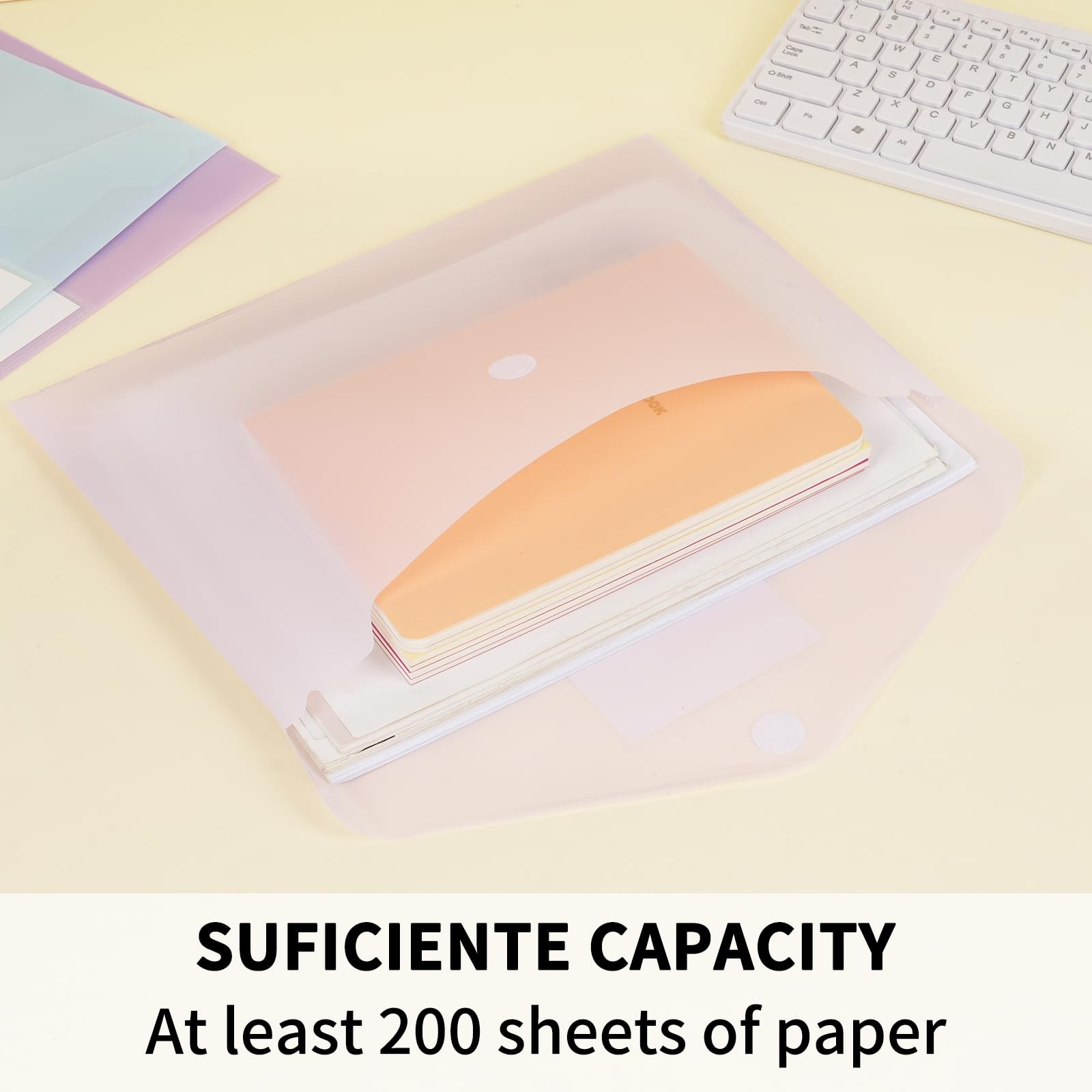 7pcs Plastic Envelopes, Plastic File Folders for Documents, Hook & Loop Closu...