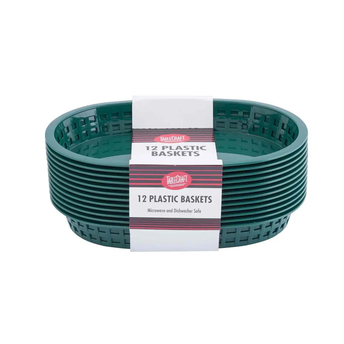 TableCraft C1076FG Chicago Basket Oval 10.5in x 7in Forest Green Set of 12