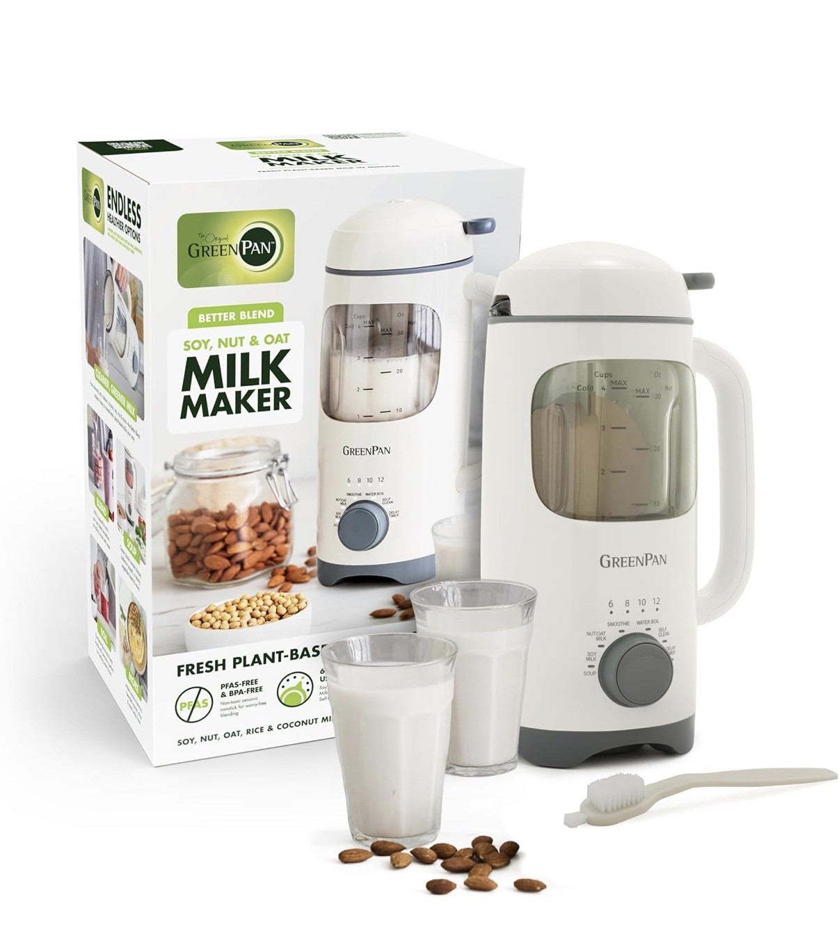 GreenPan Nut Milk Maker, 15-in-1 Homemade Soy, Almond, Oat, Coconut, Non-Dairy