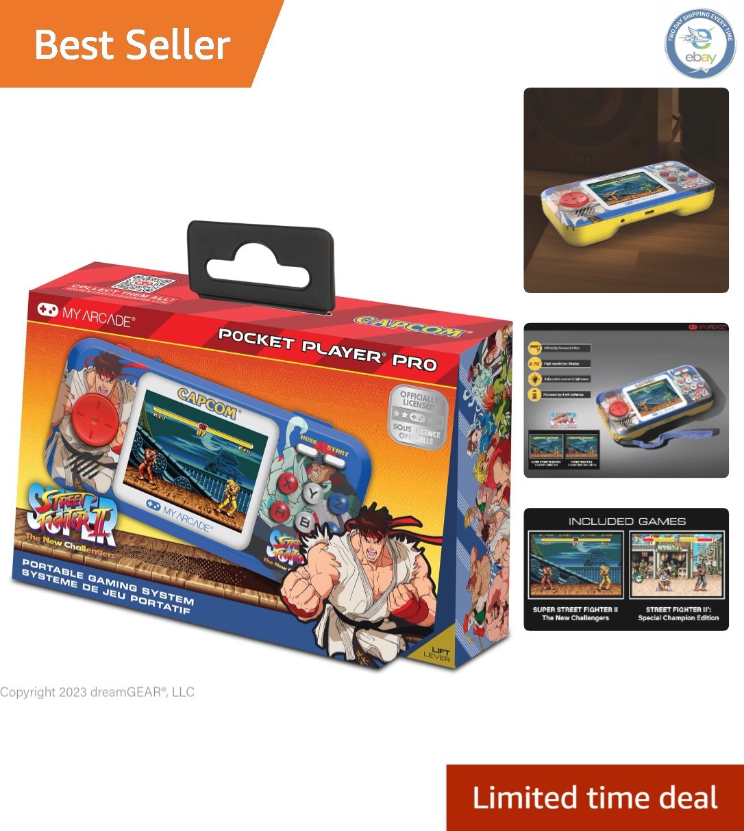 Street Fighter II Pocket Player - Compact Handheld Gaming for 2.75-Inch Display
